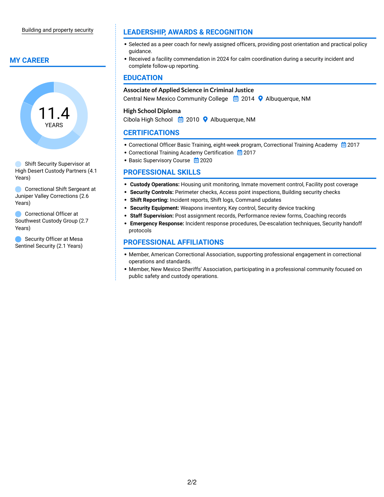 Resume example — page 2