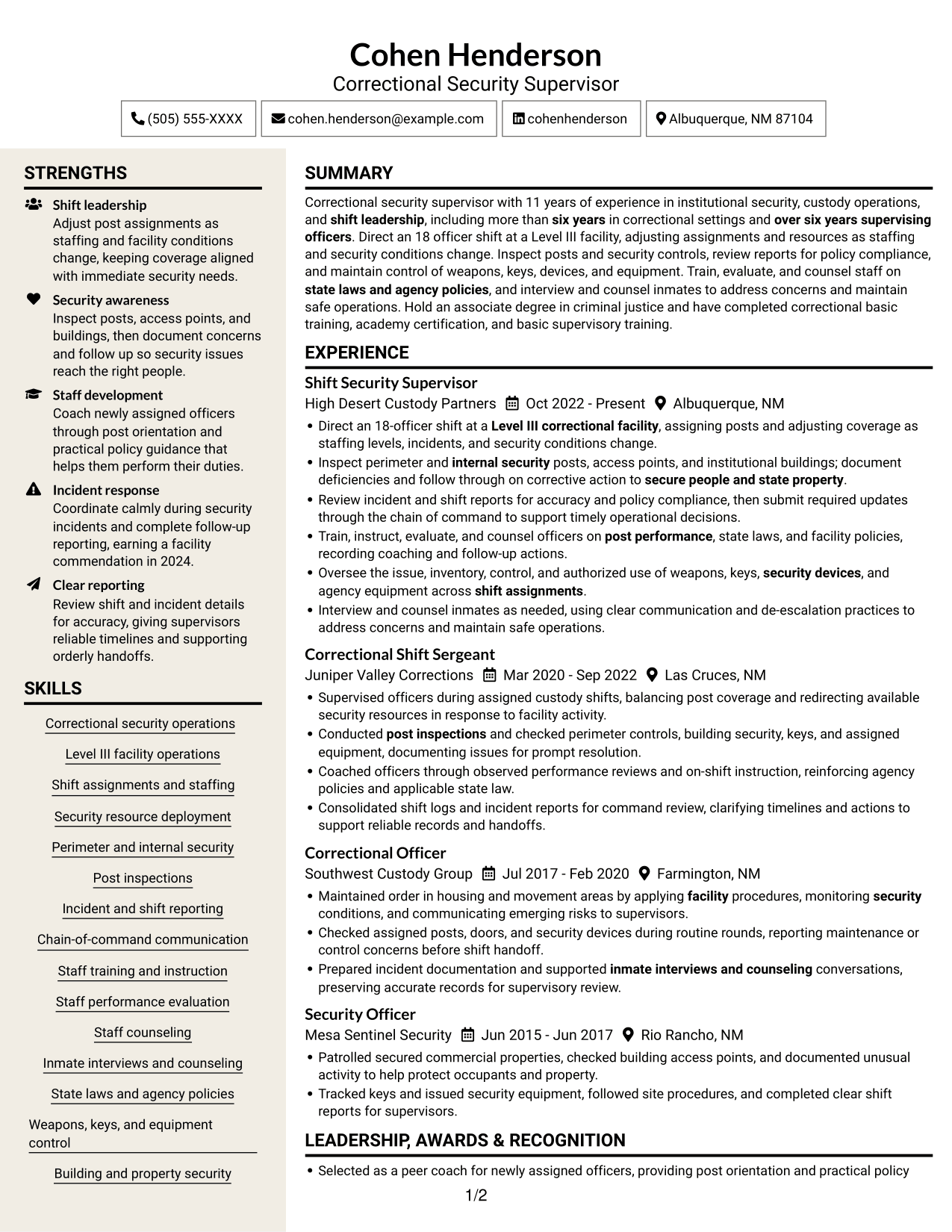 Resume example — page 1
