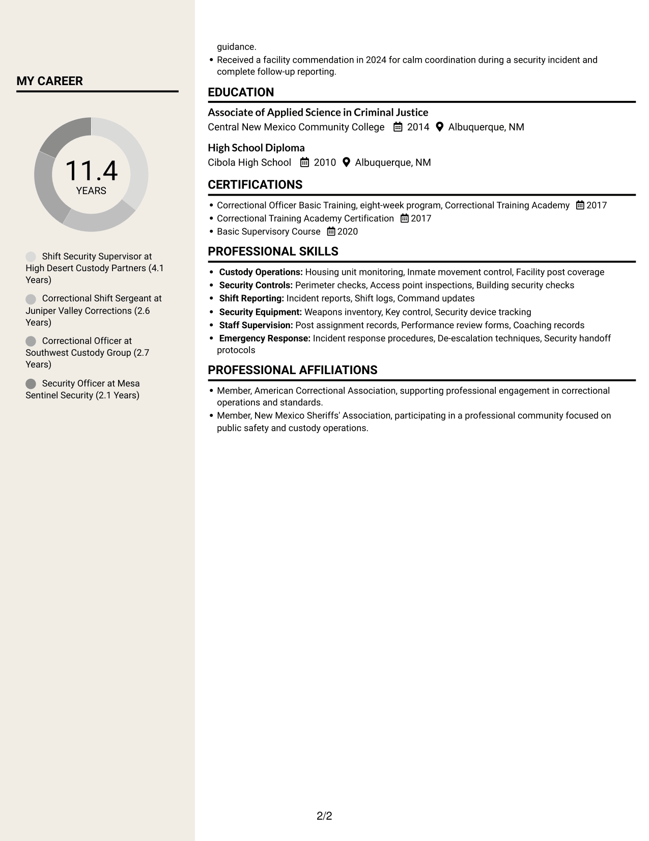 Resume example — page 2