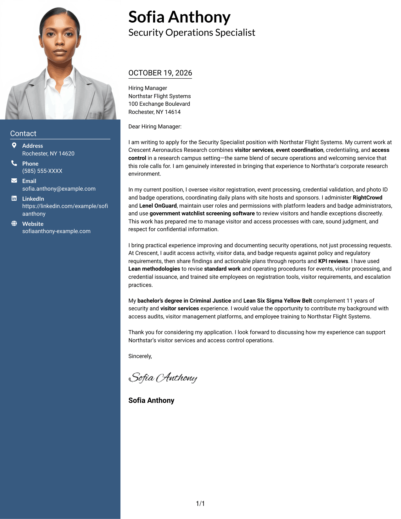Cover letter example — page 1