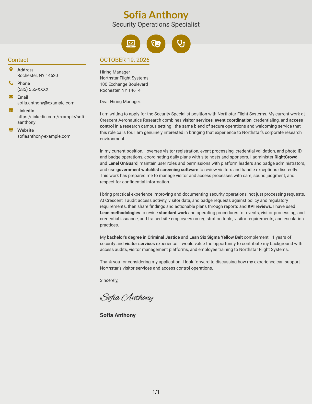 Cover letter example — page 1