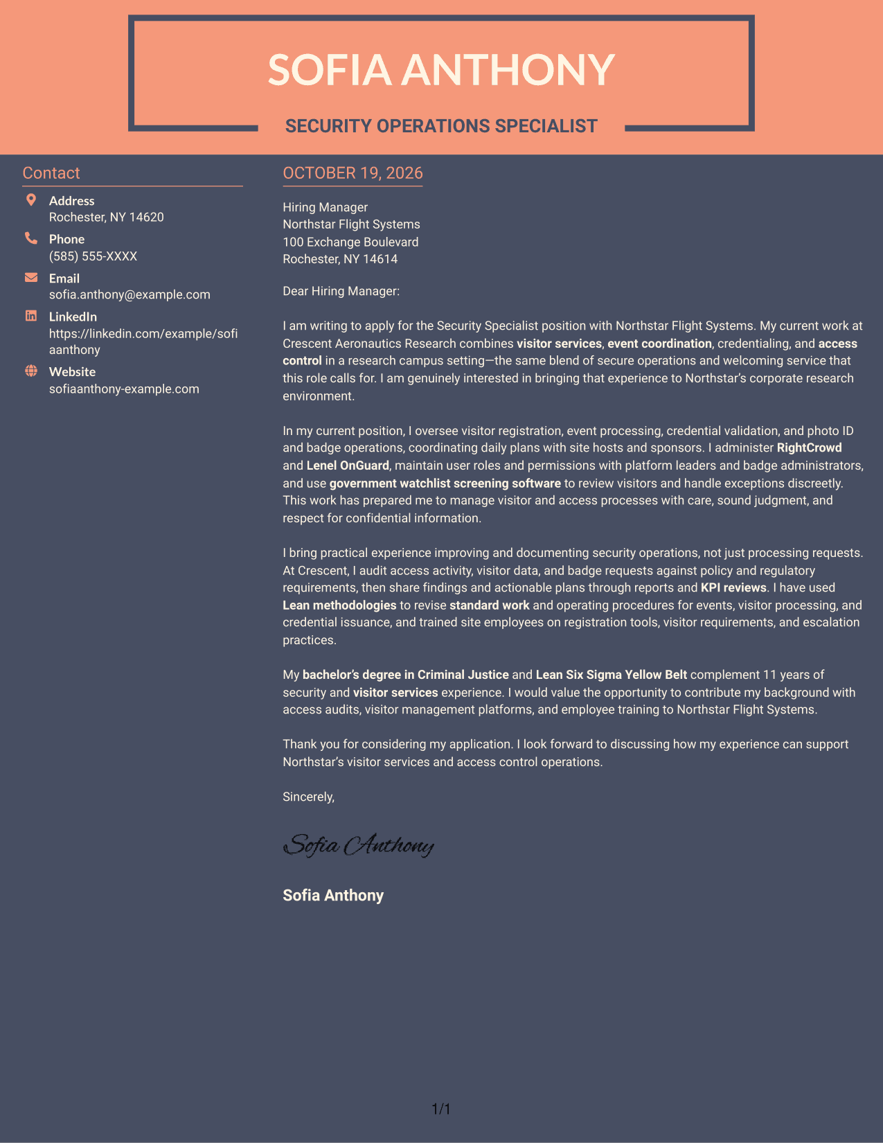 Cover letter example — page 1