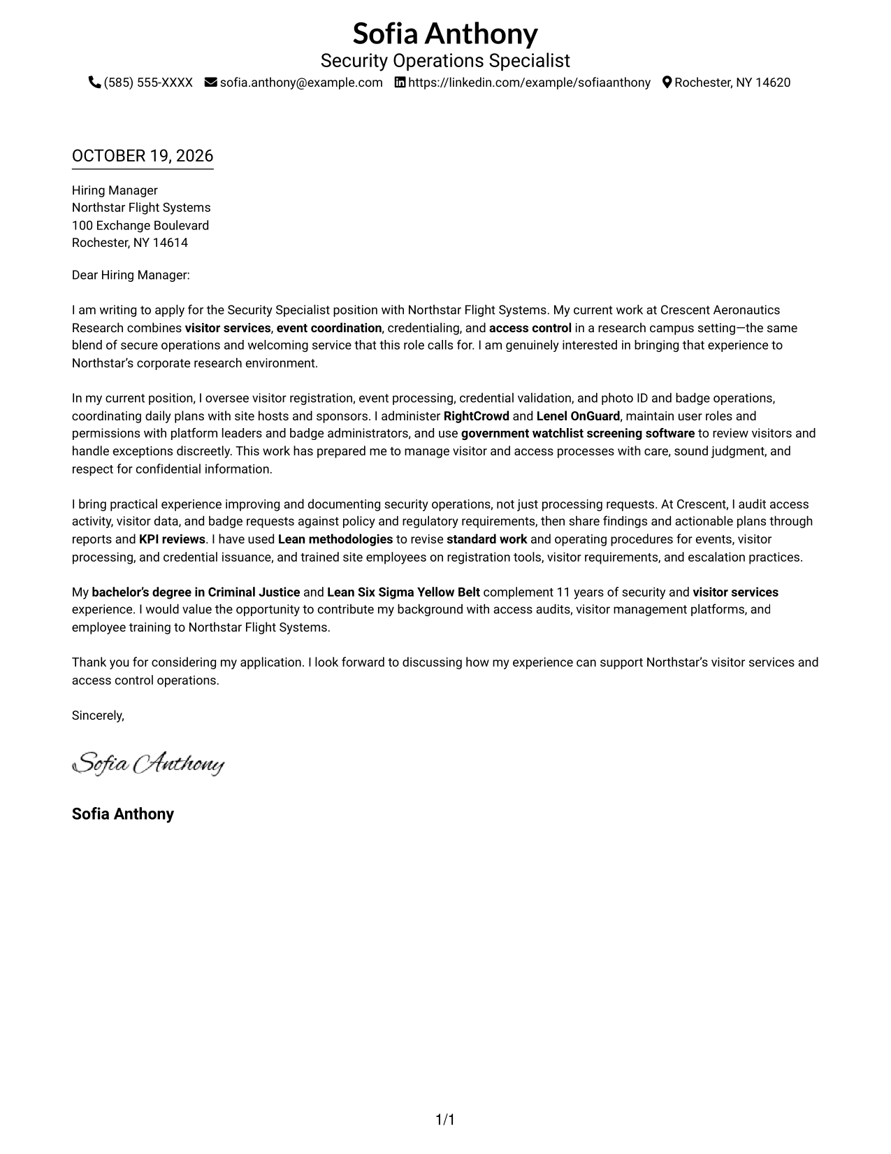 Cover letter example — page 1
