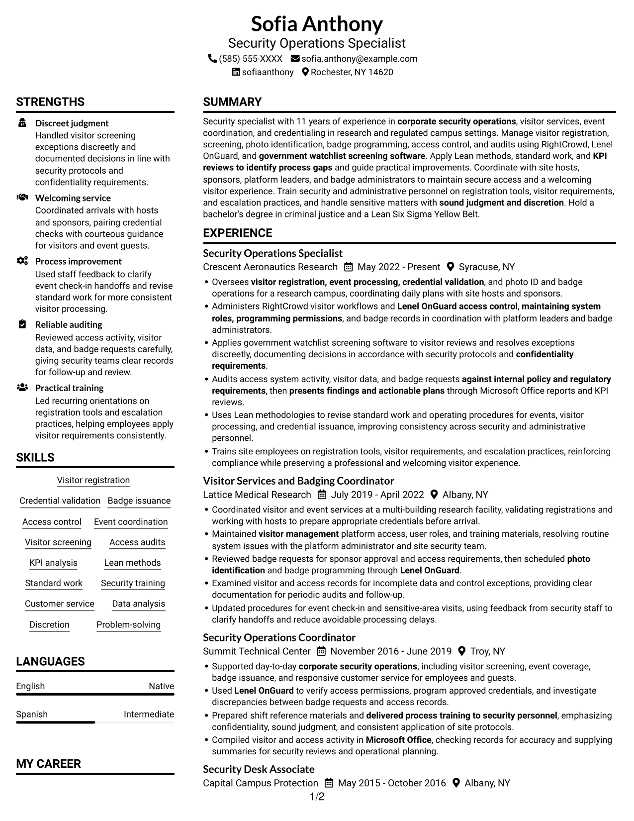 Resume example — page 1