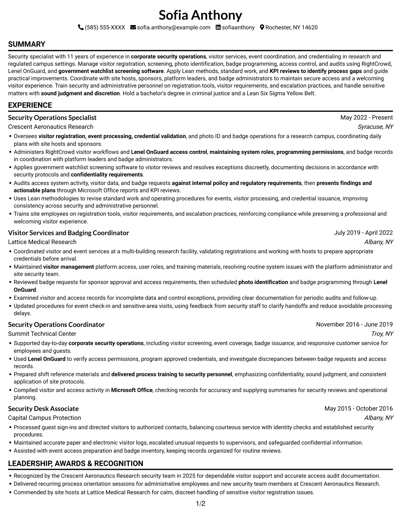 Resume example — page 1