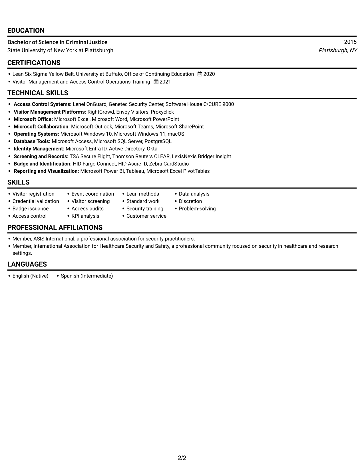 Resume example — page 2