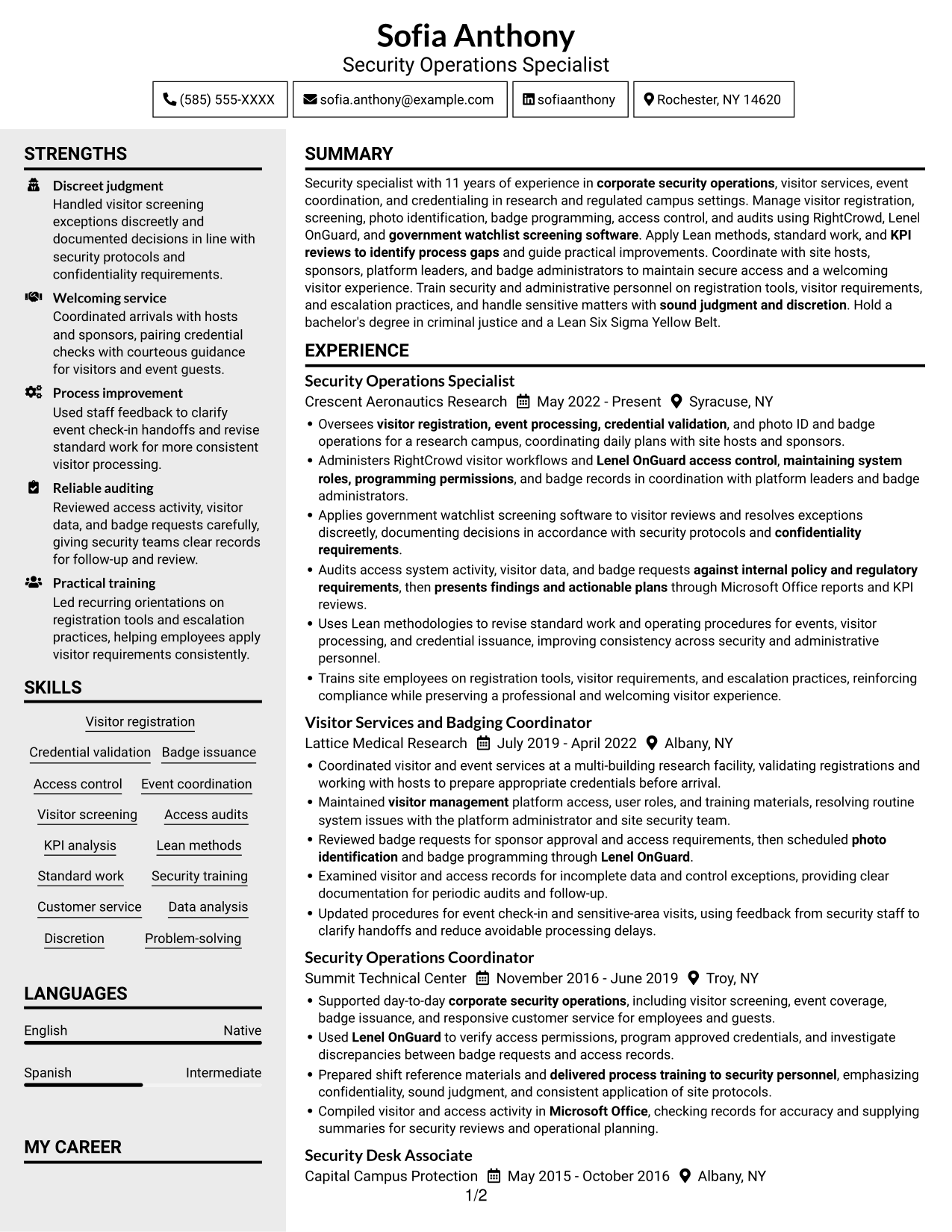 Resume example — page 1