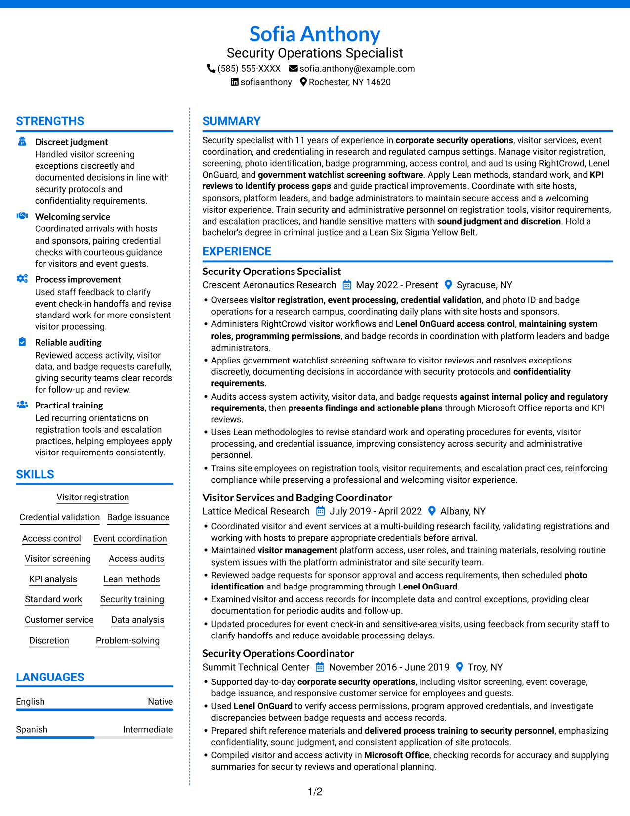 Resume example — page 1