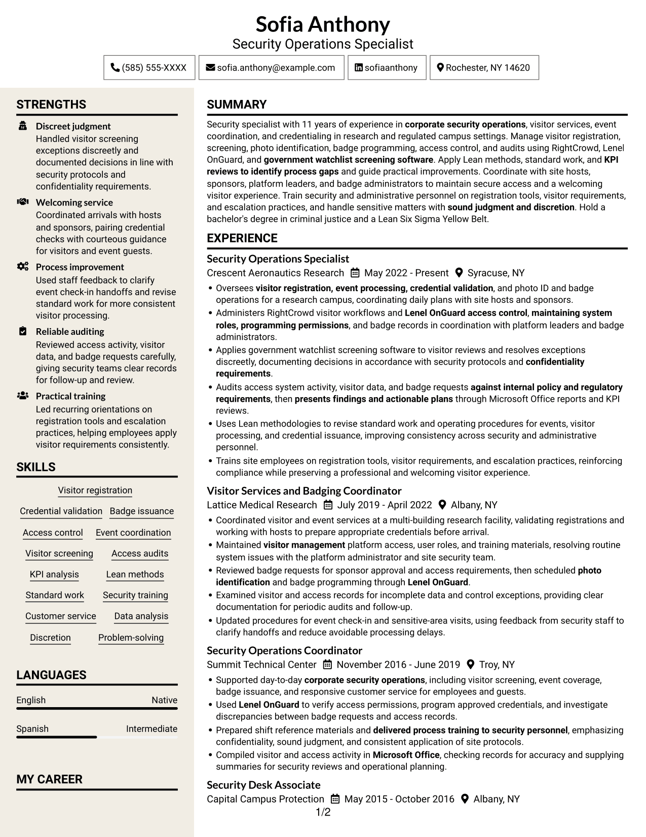 Resume example — page 1