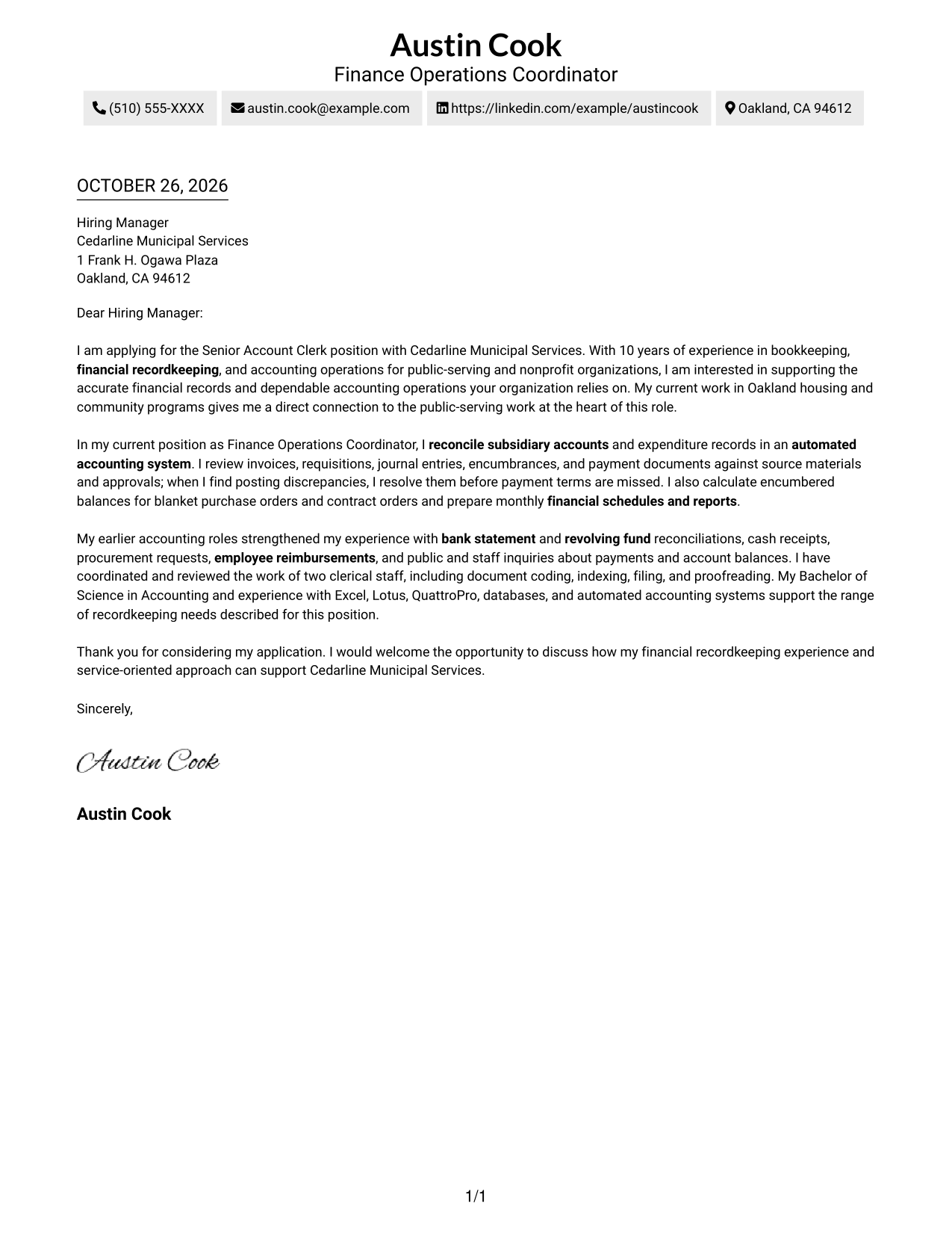 Cover letter example — page 1