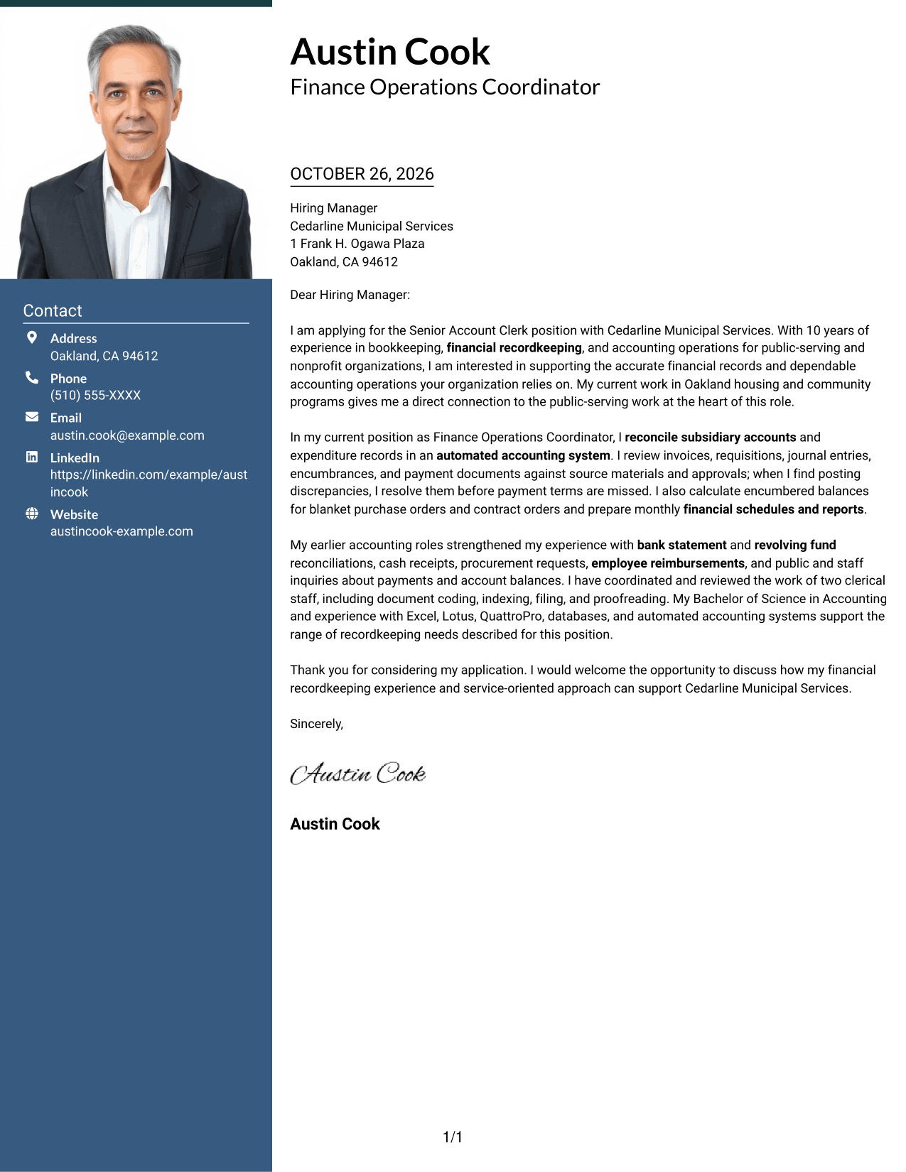 Cover letter example — page 1