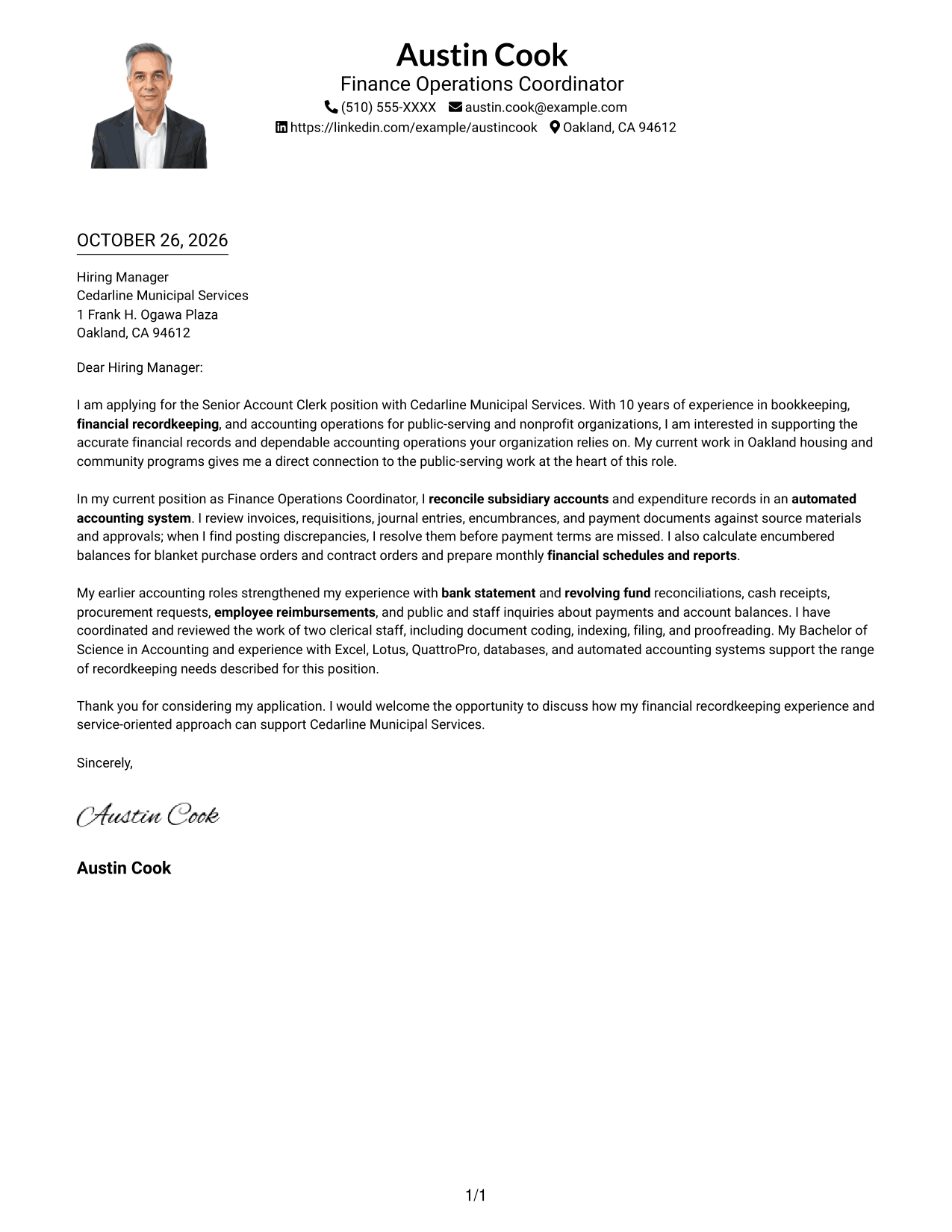 Cover letter example — page 1