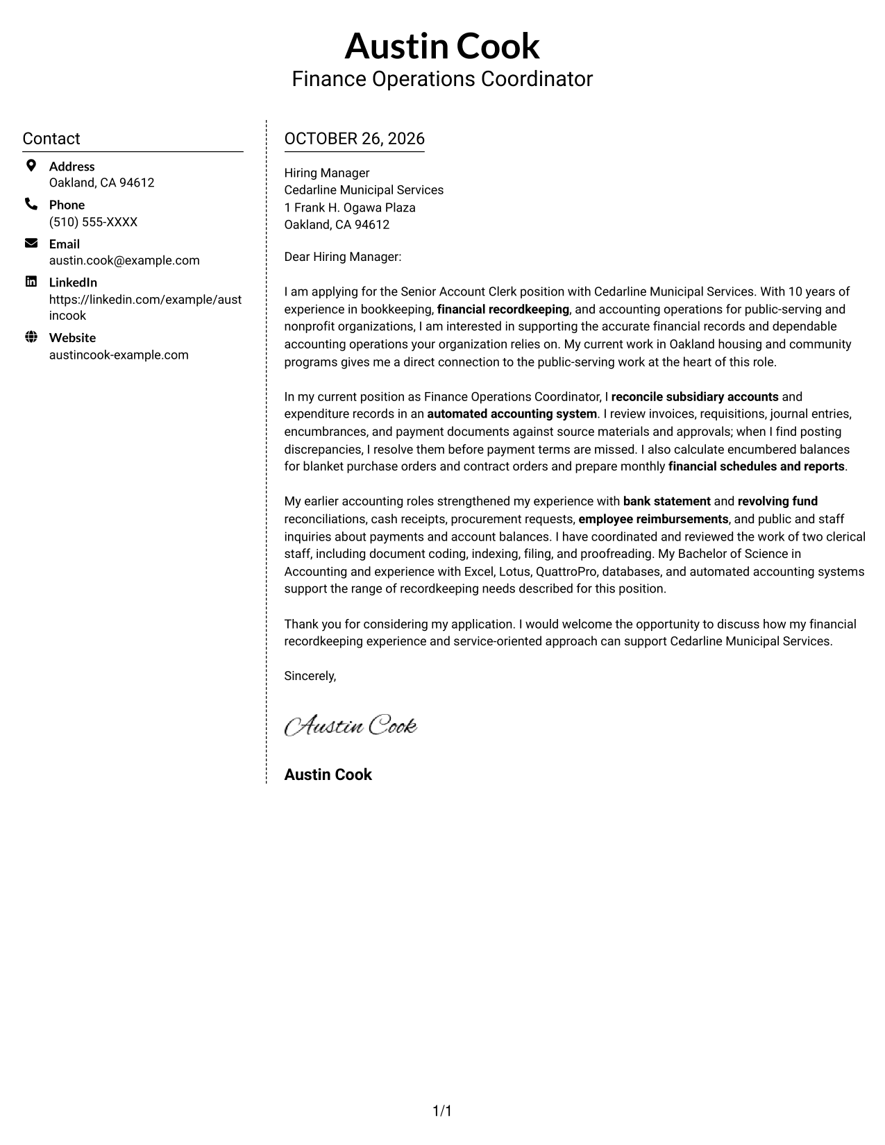 Cover letter example — page 1