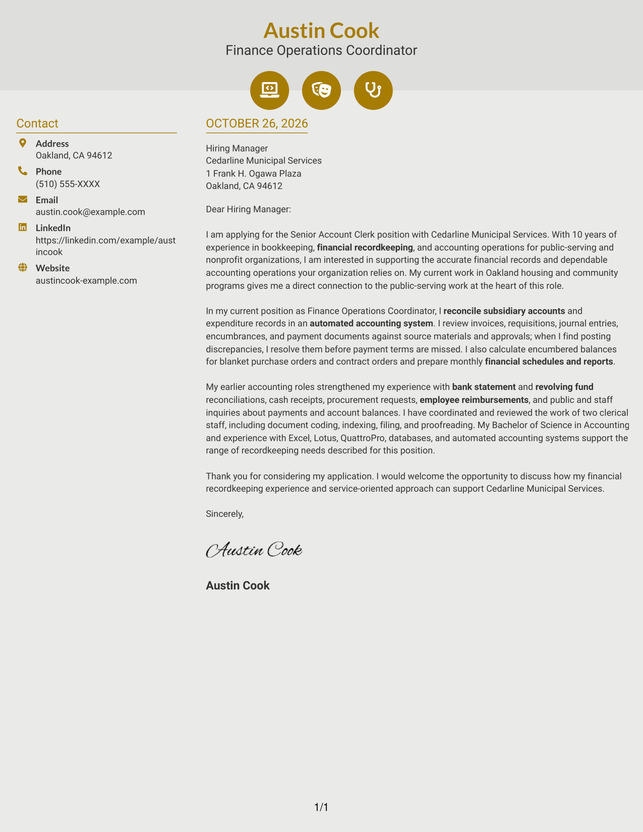 Cover letter example — page 1