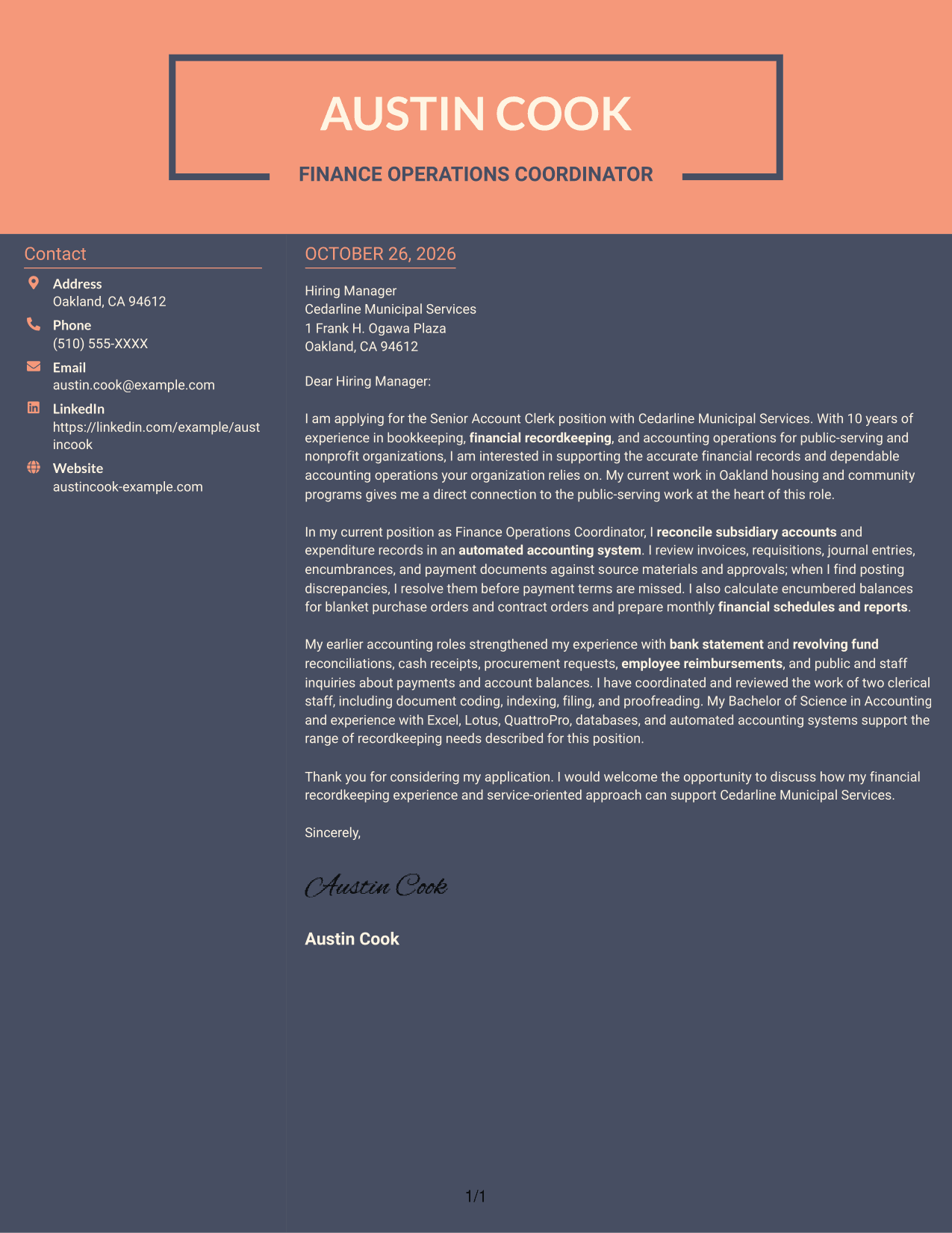 Cover letter example — page 1
