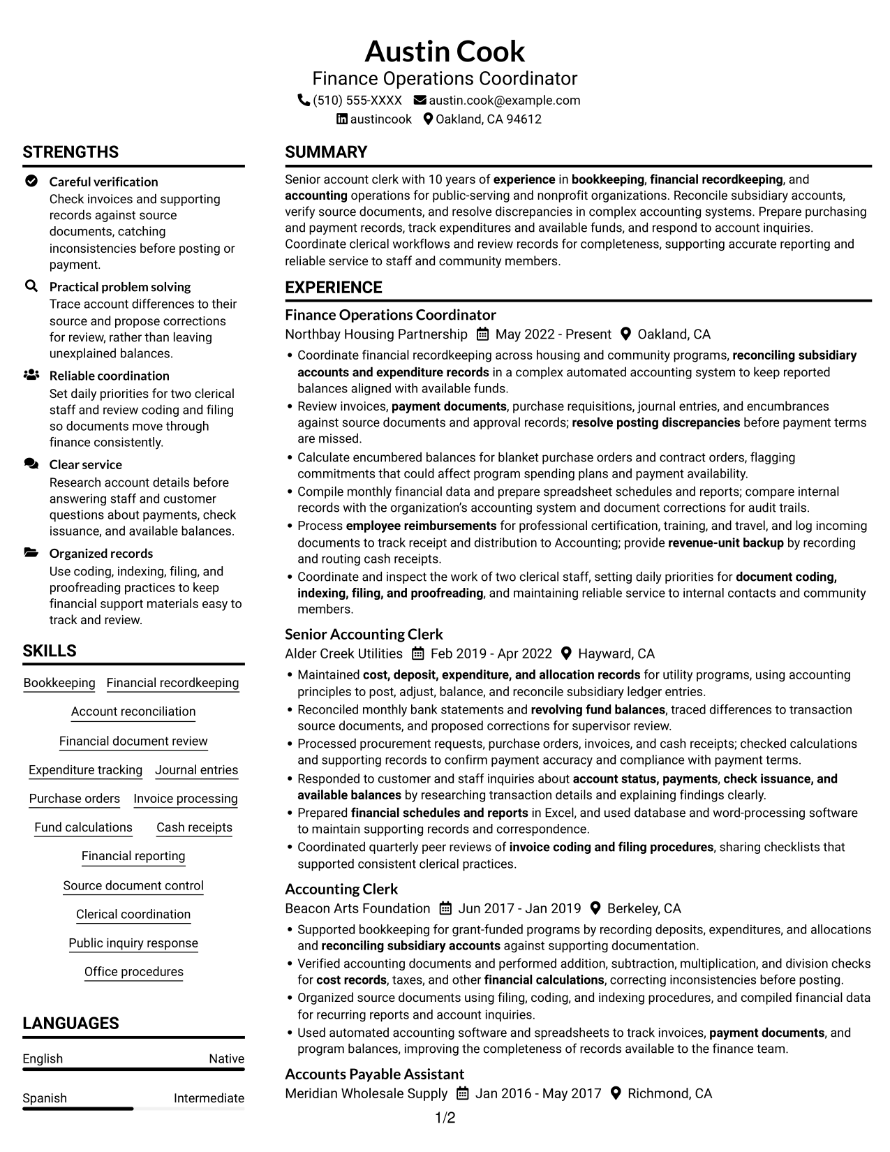 Resume example — page 1