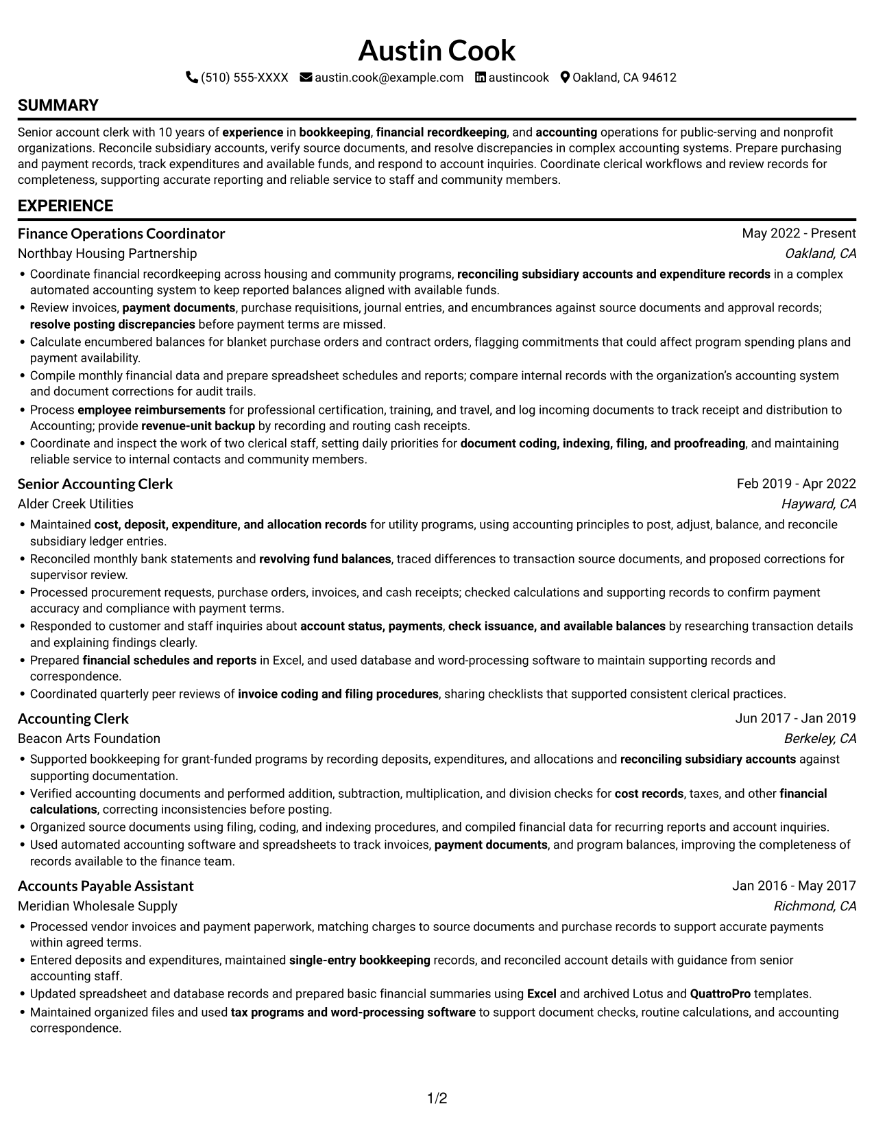 Resume example — page 1