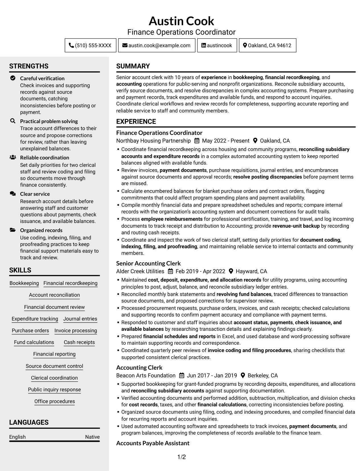 Resume example — page 1