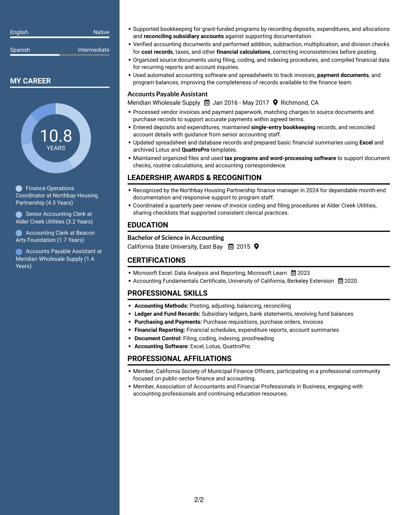 Resume example — page 2