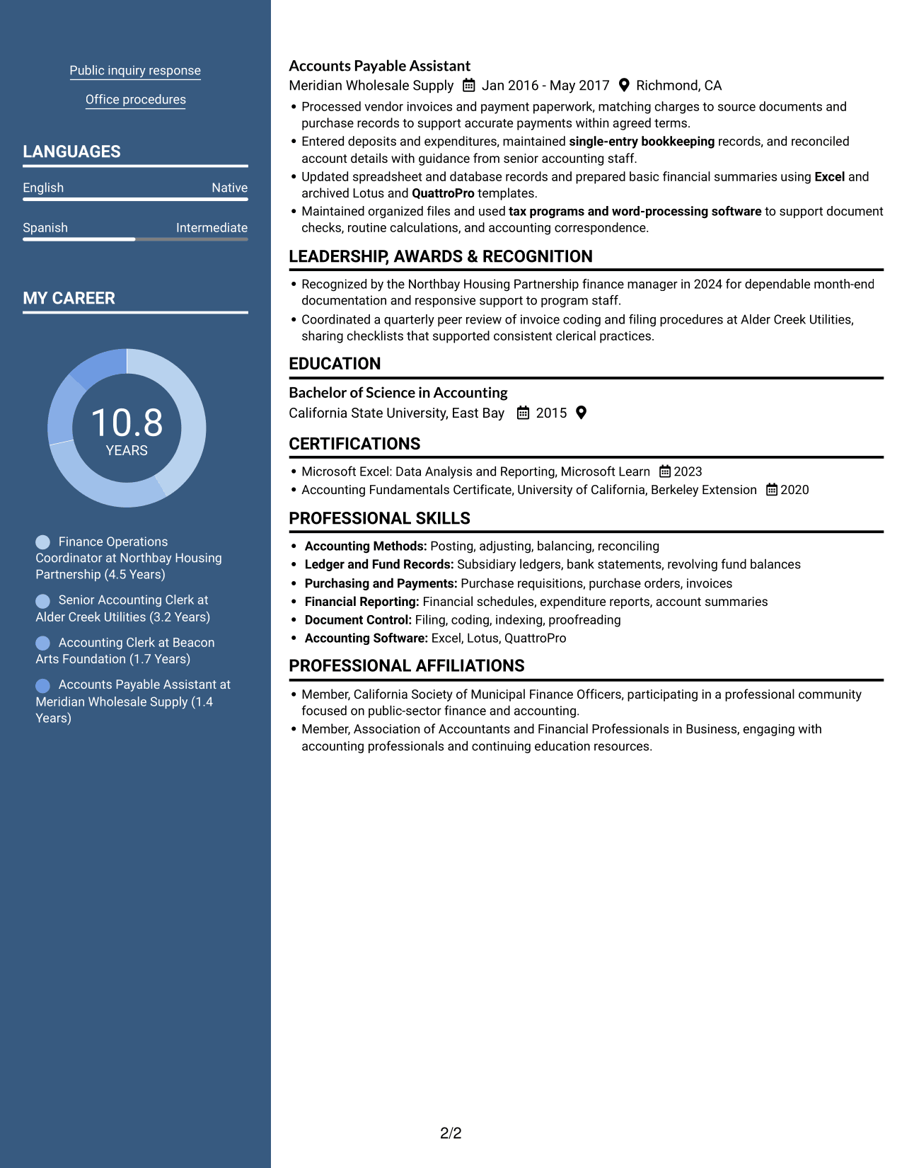 Resume example — page 2