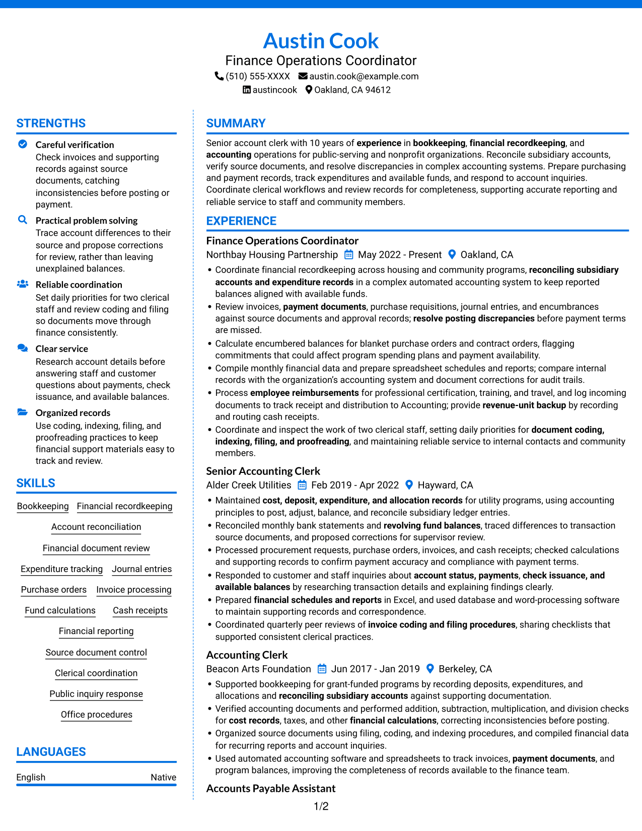 Resume example — page 1