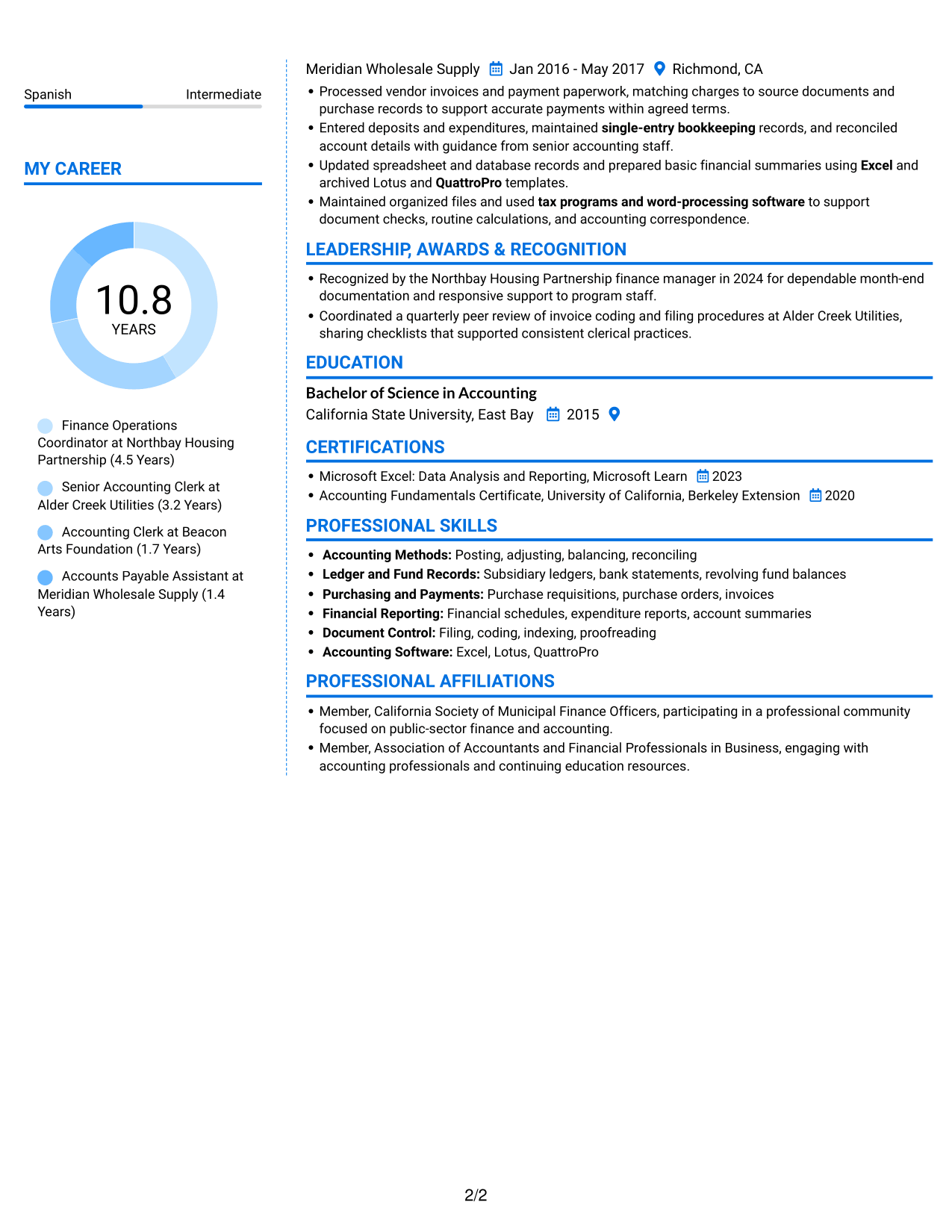 Resume example — page 2
