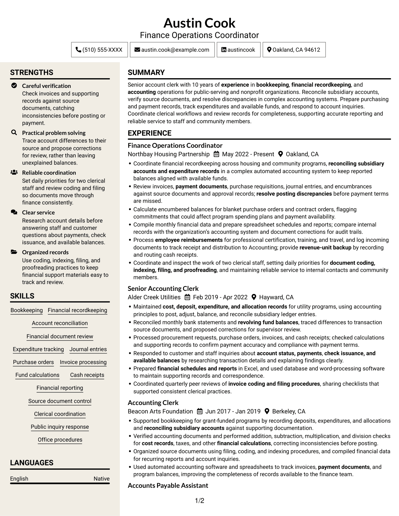 Resume example — page 1