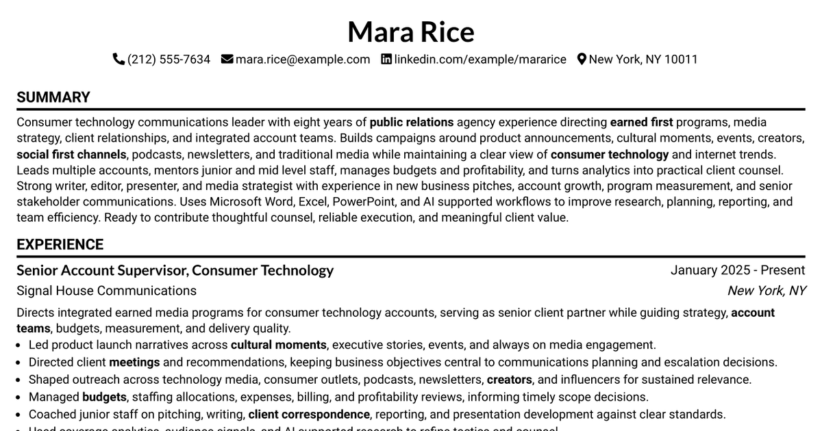 7 Senior Account Executive - Consumer Technology Resume Templates with Example