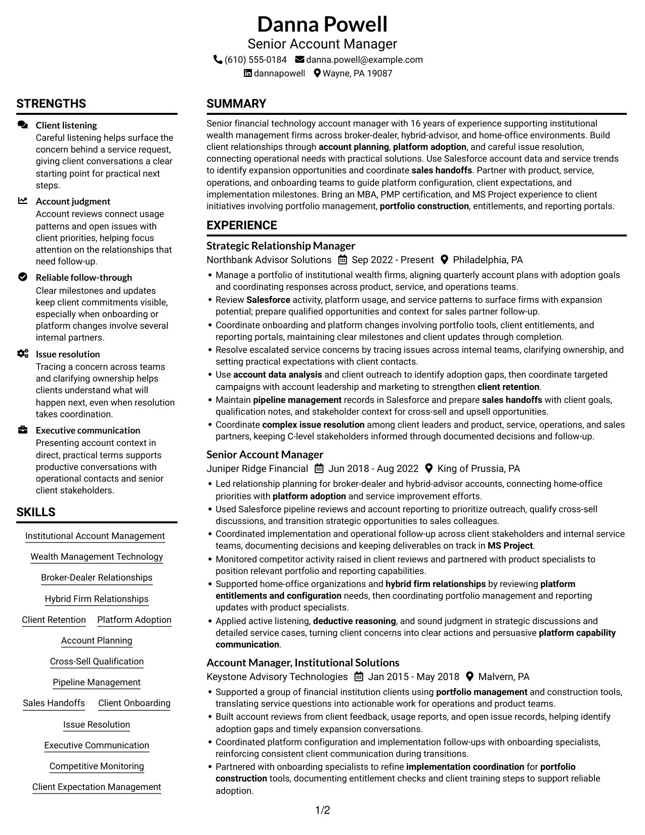 Resume example — page 1