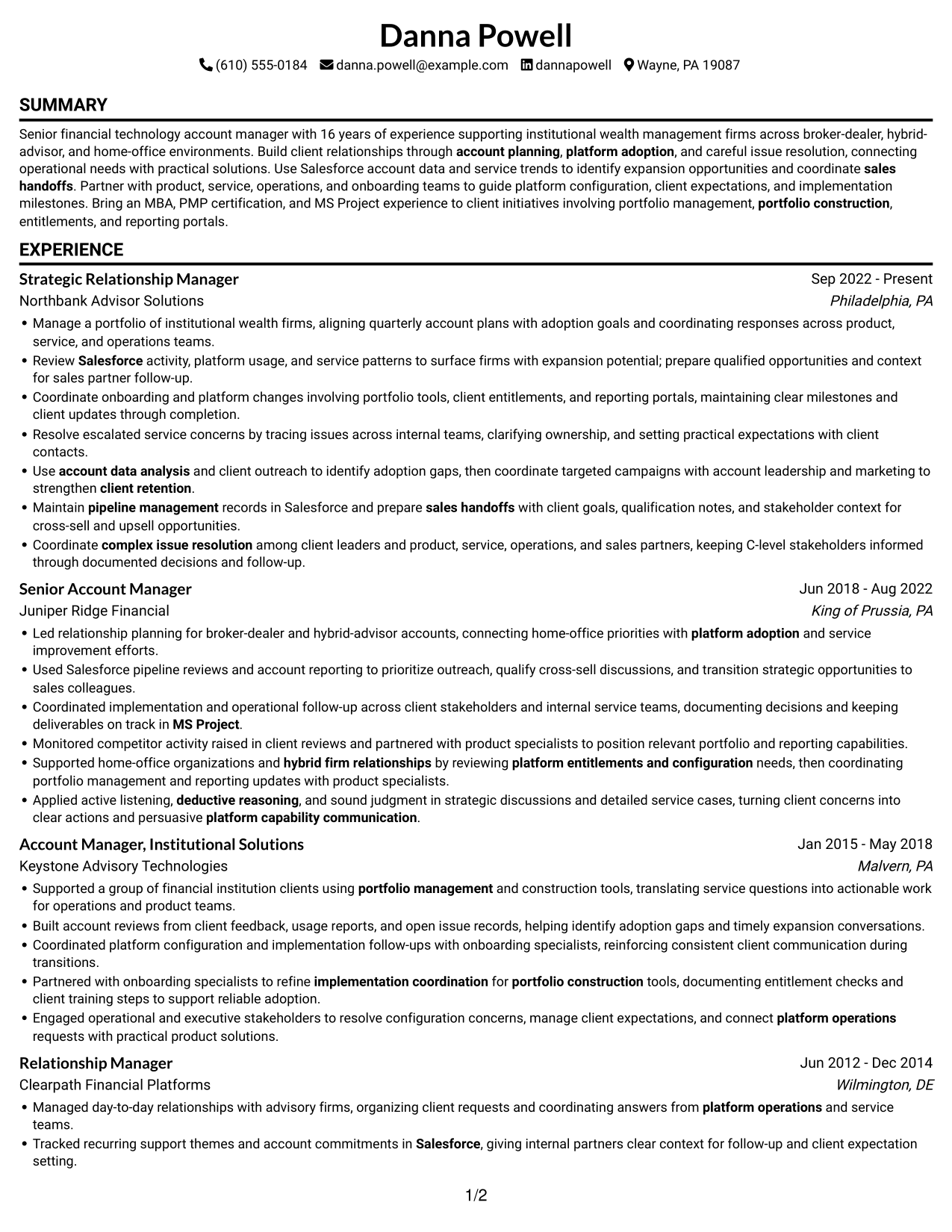 Resume example — page 1