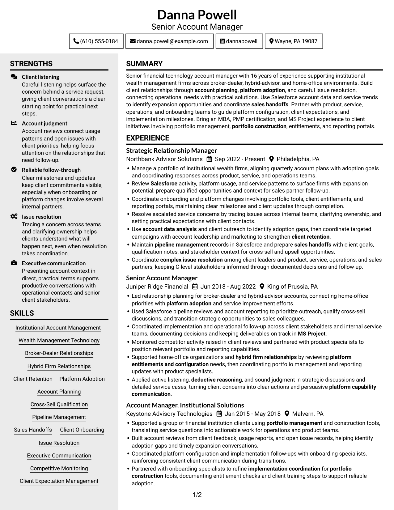 Resume example — page 1
