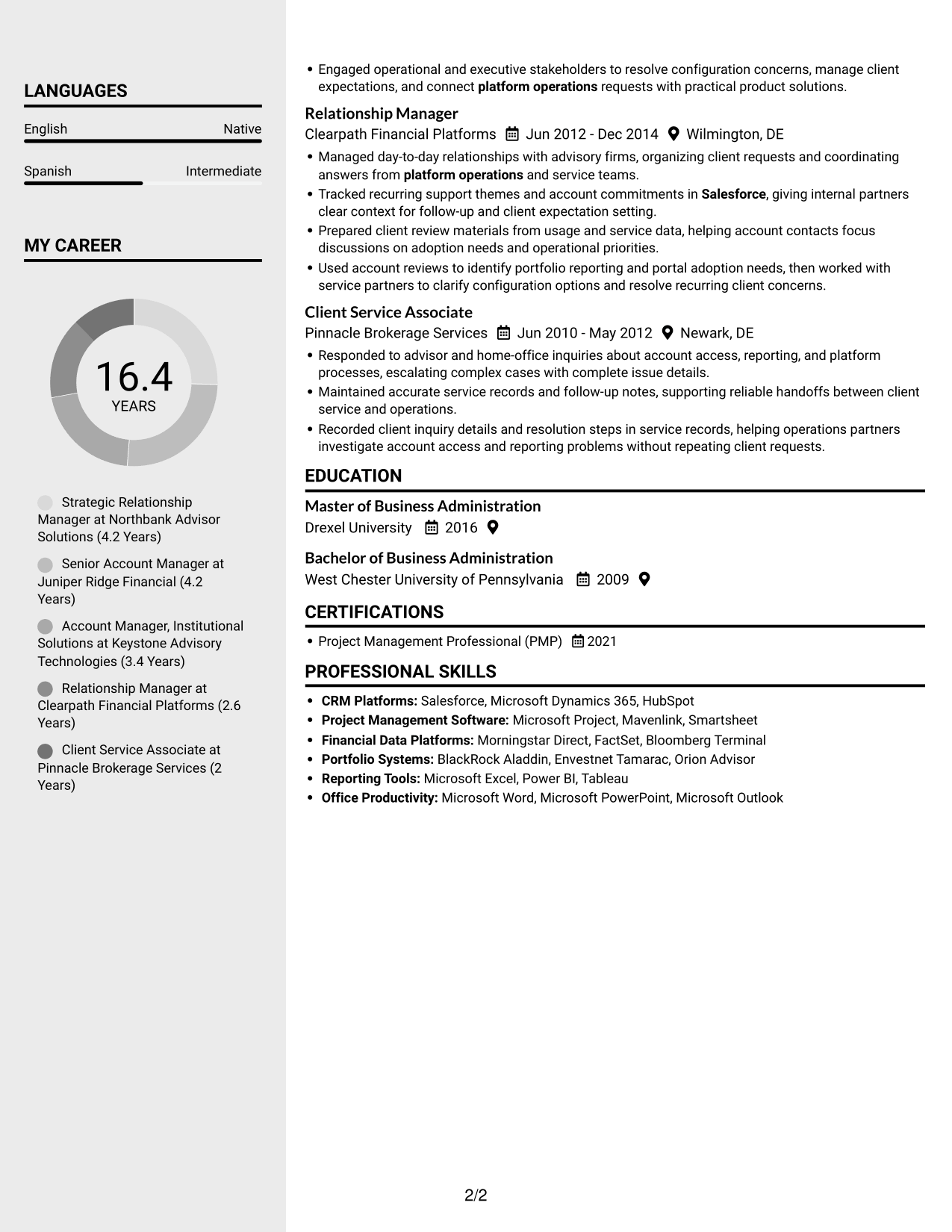 Resume example — page 2