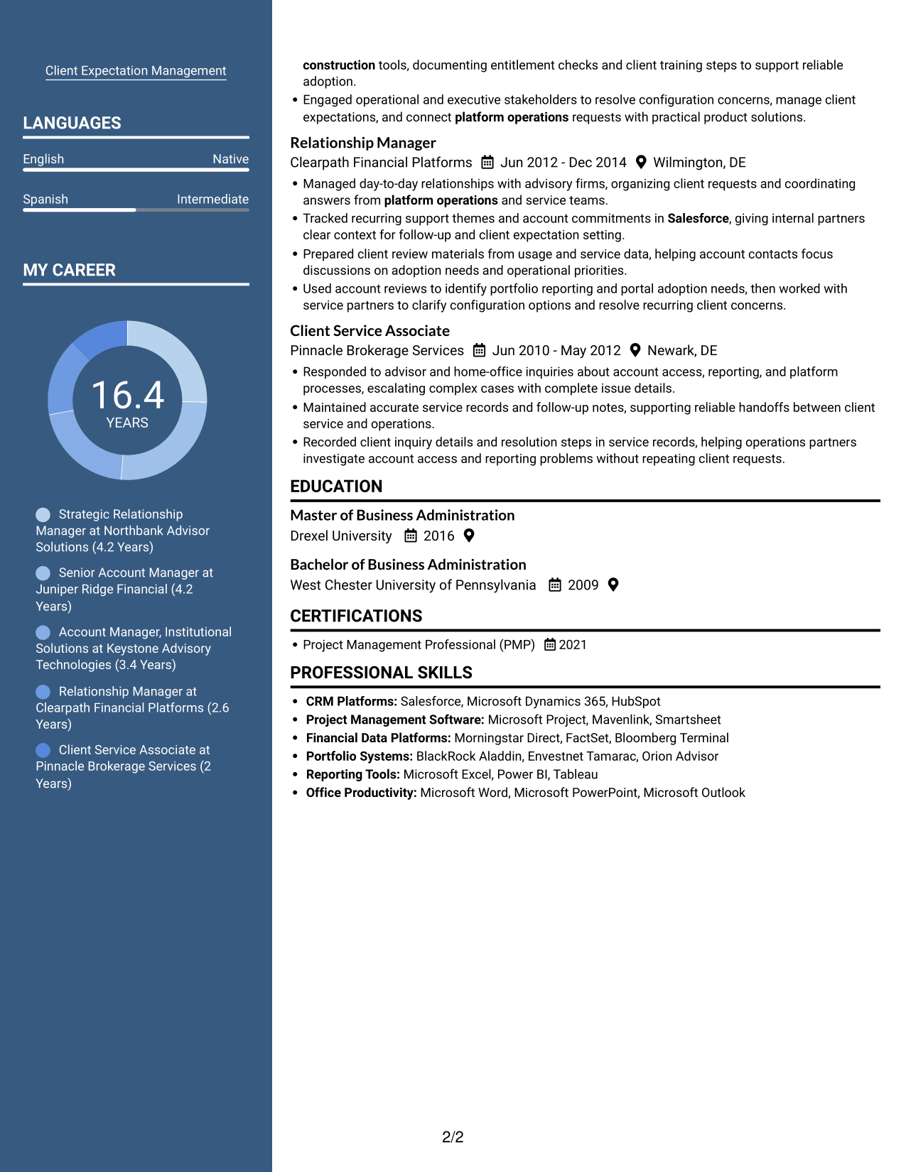 Resume example — page 2