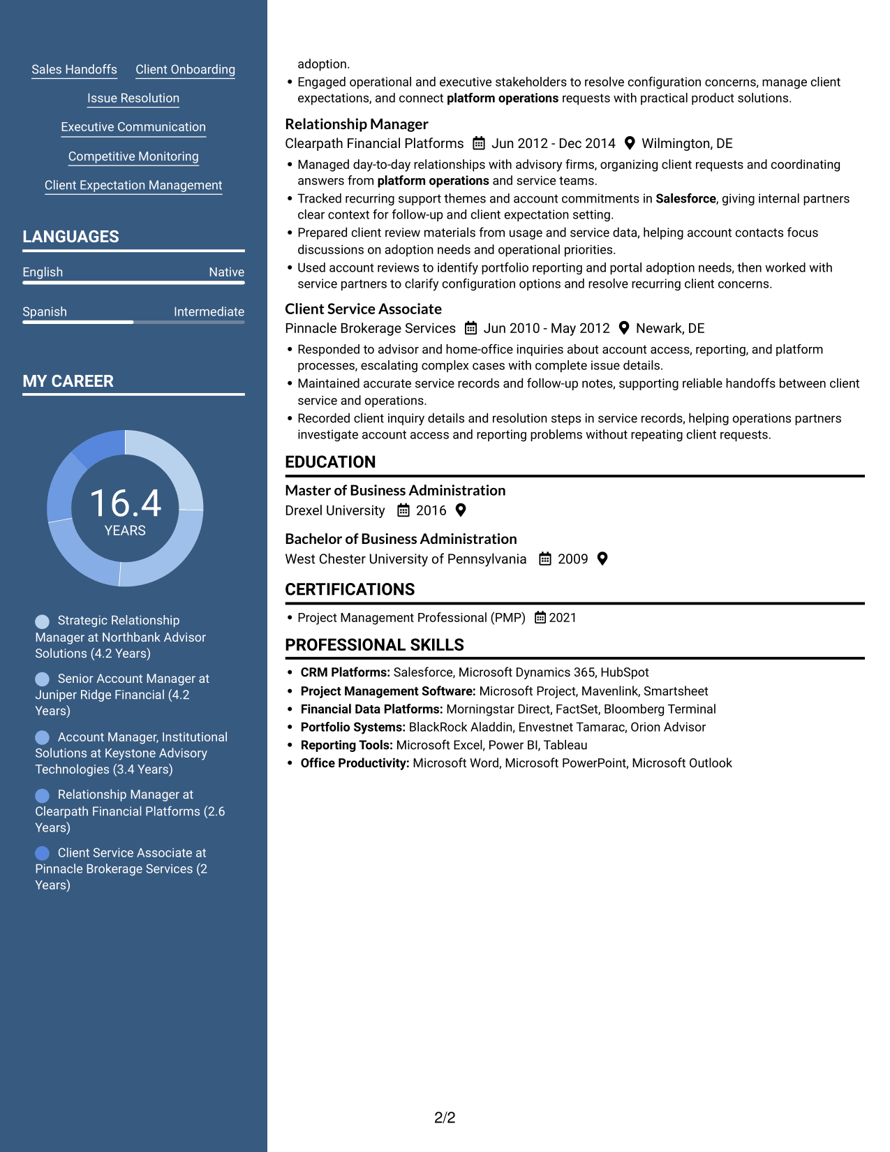 Resume example — page 2