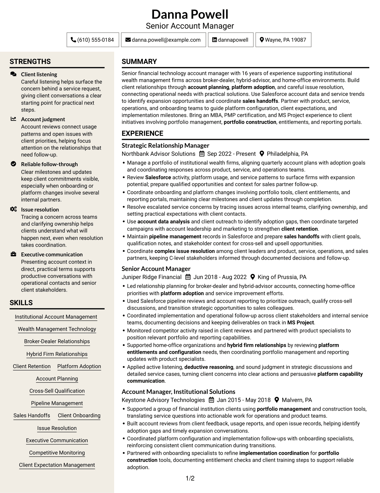 Resume example — page 1