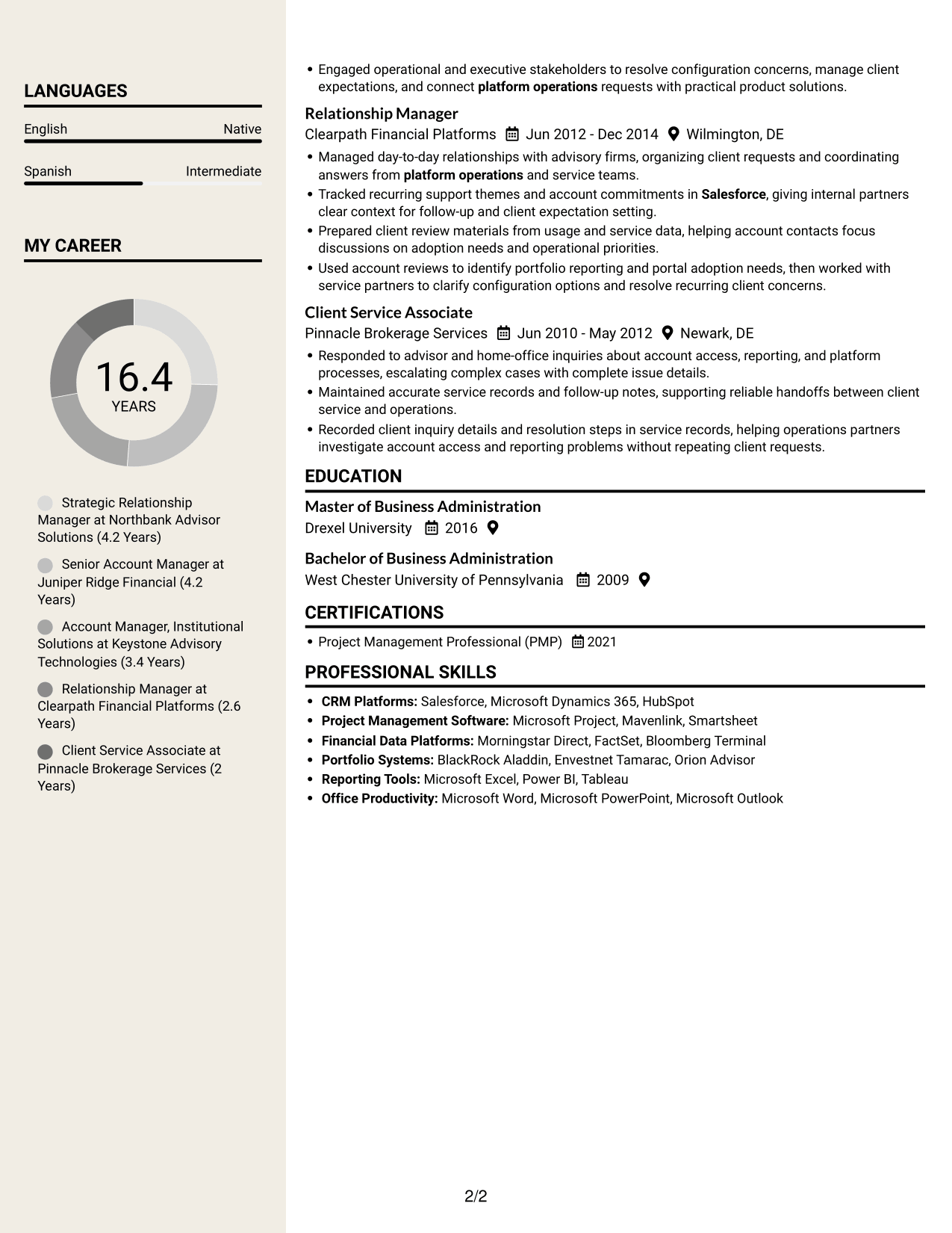 Resume example — page 2