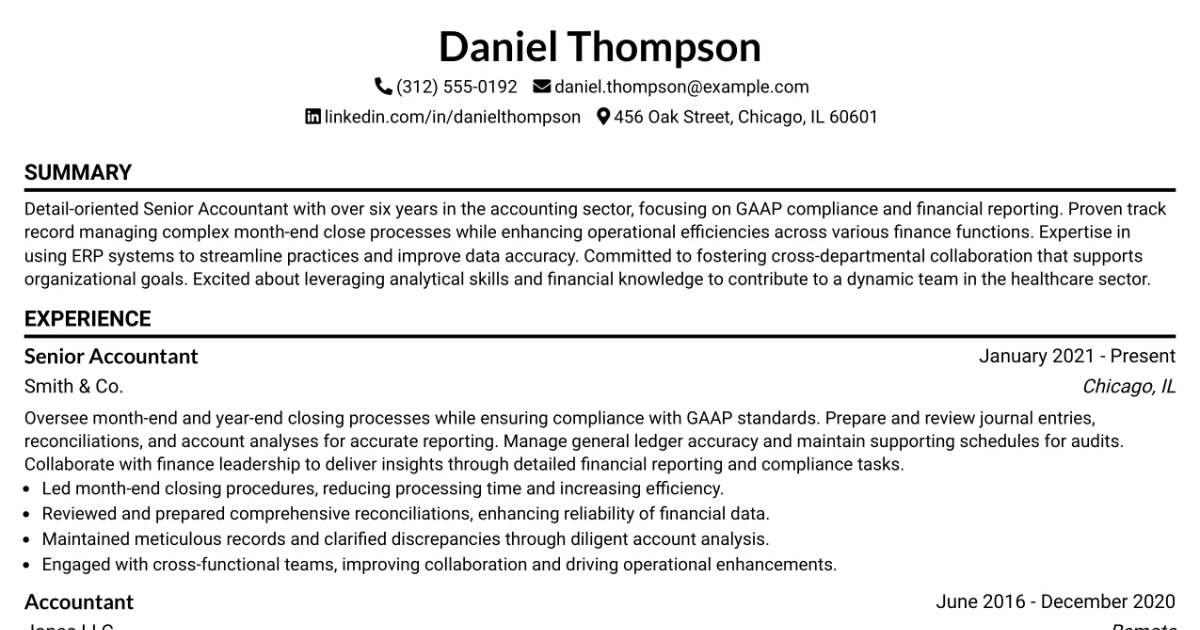 33 Senior Accountant Resume Templates with Example 2026 (ATS-Optimized)