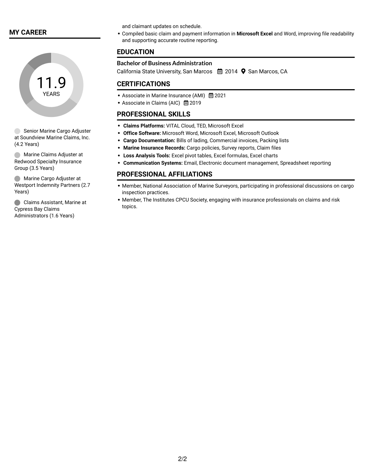 Resume example — page 2