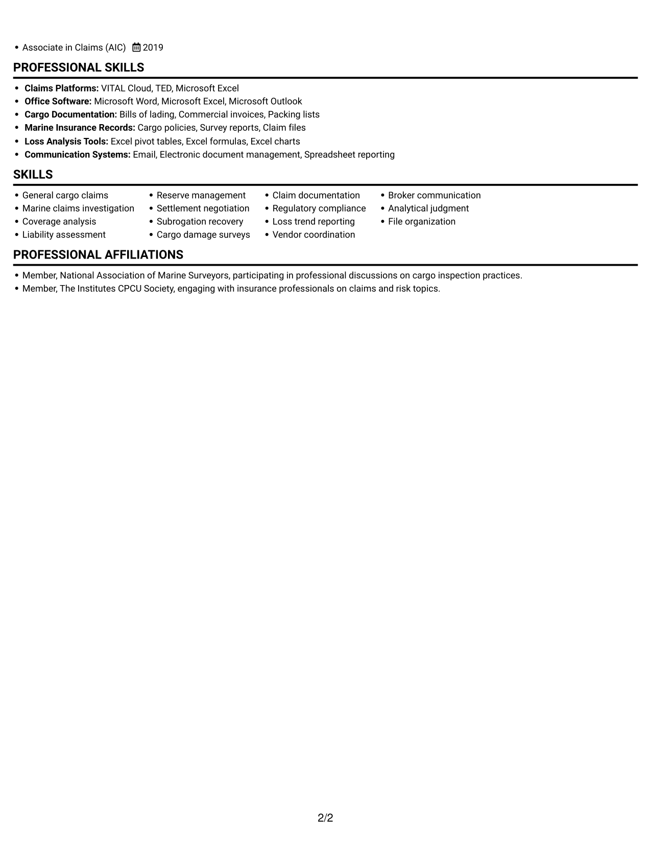 Resume example — page 2