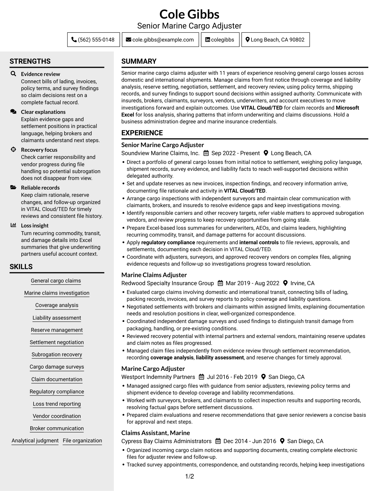 Resume example — page 1