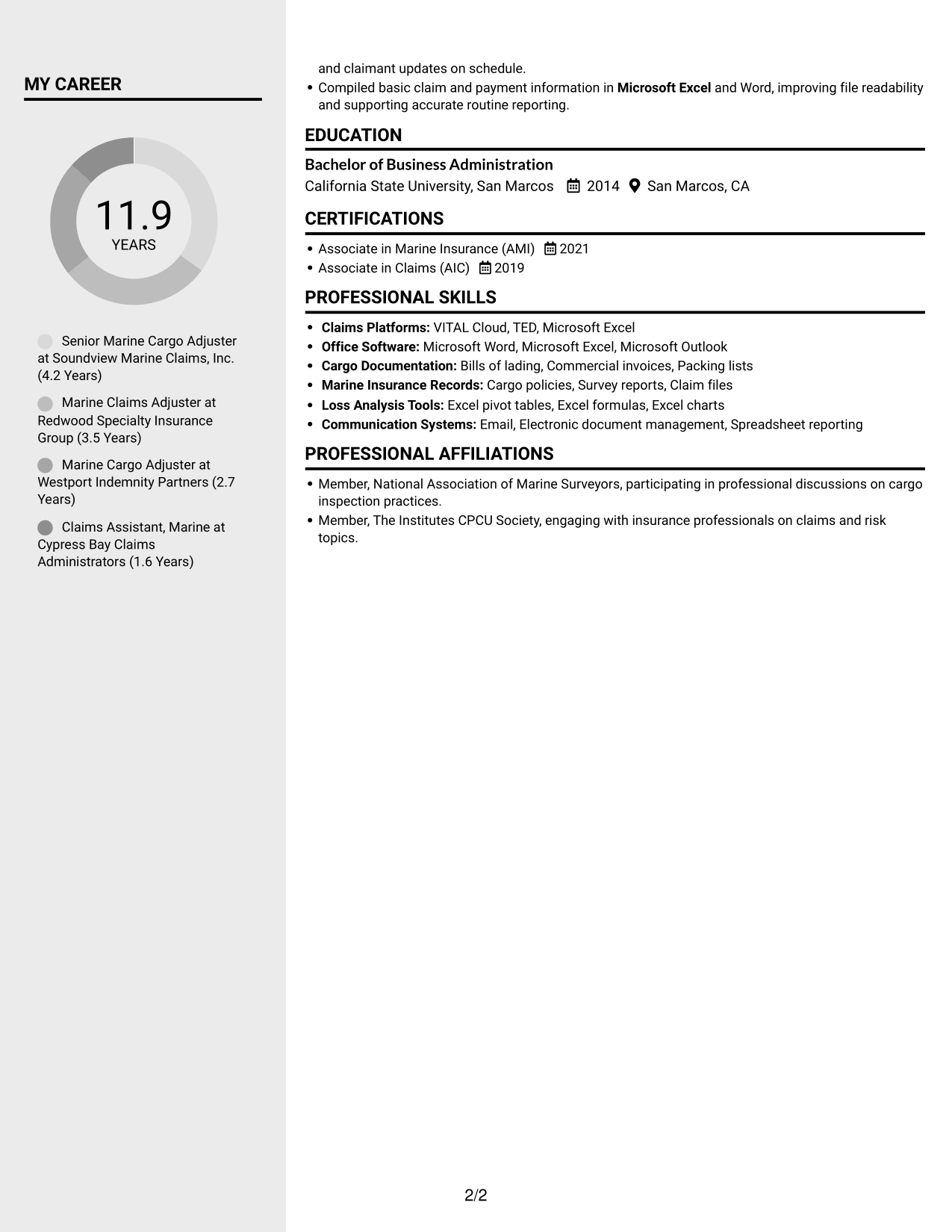 Resume example — page 2