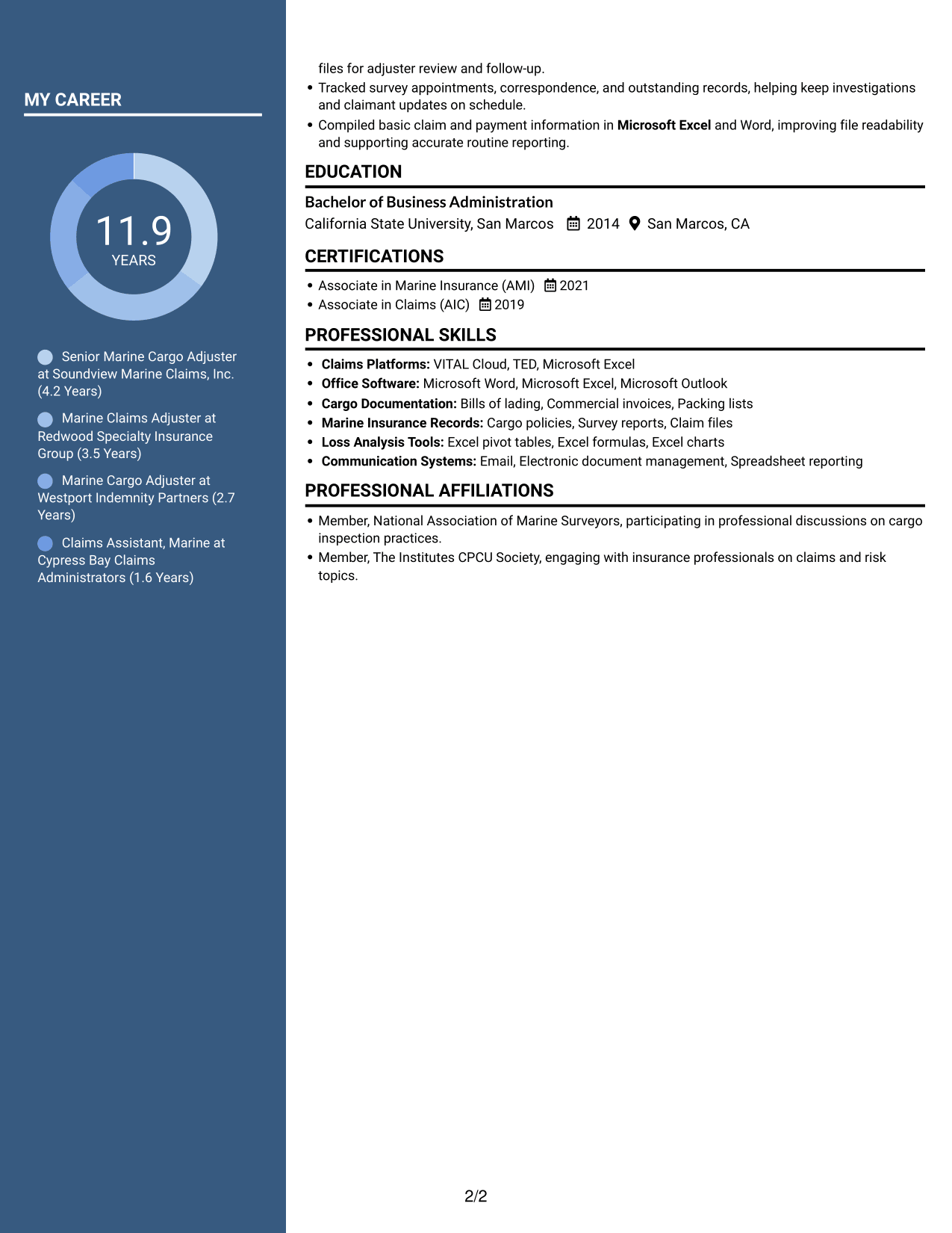 Resume example — page 2