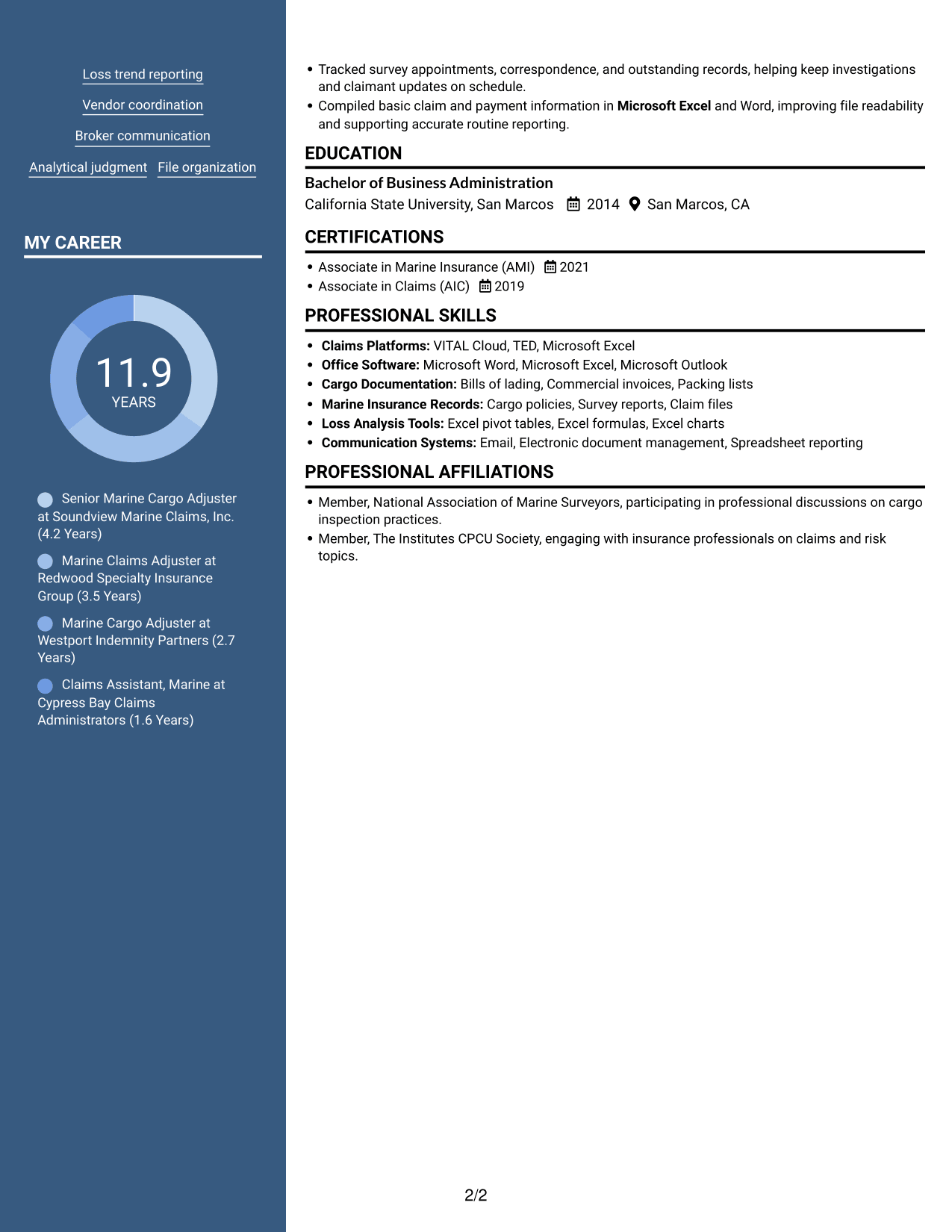 Resume example — page 2
