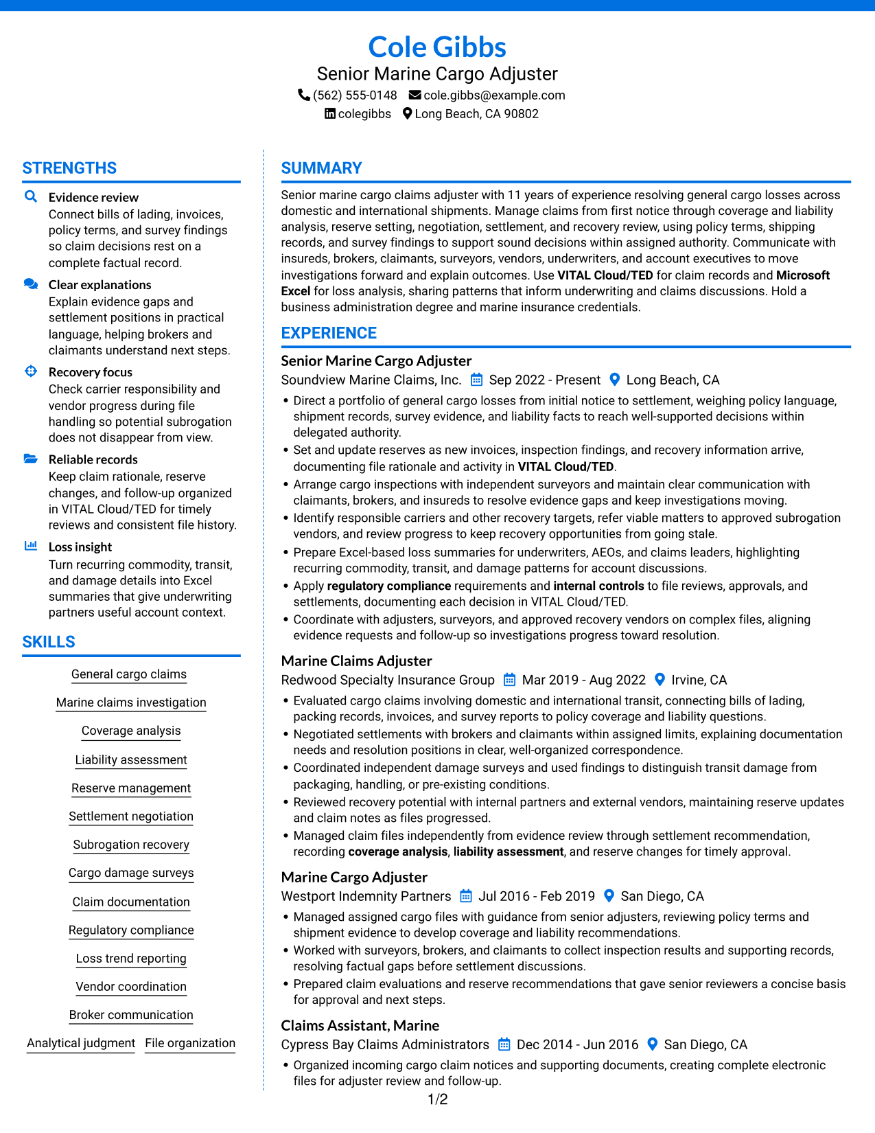 Resume example — page 1
