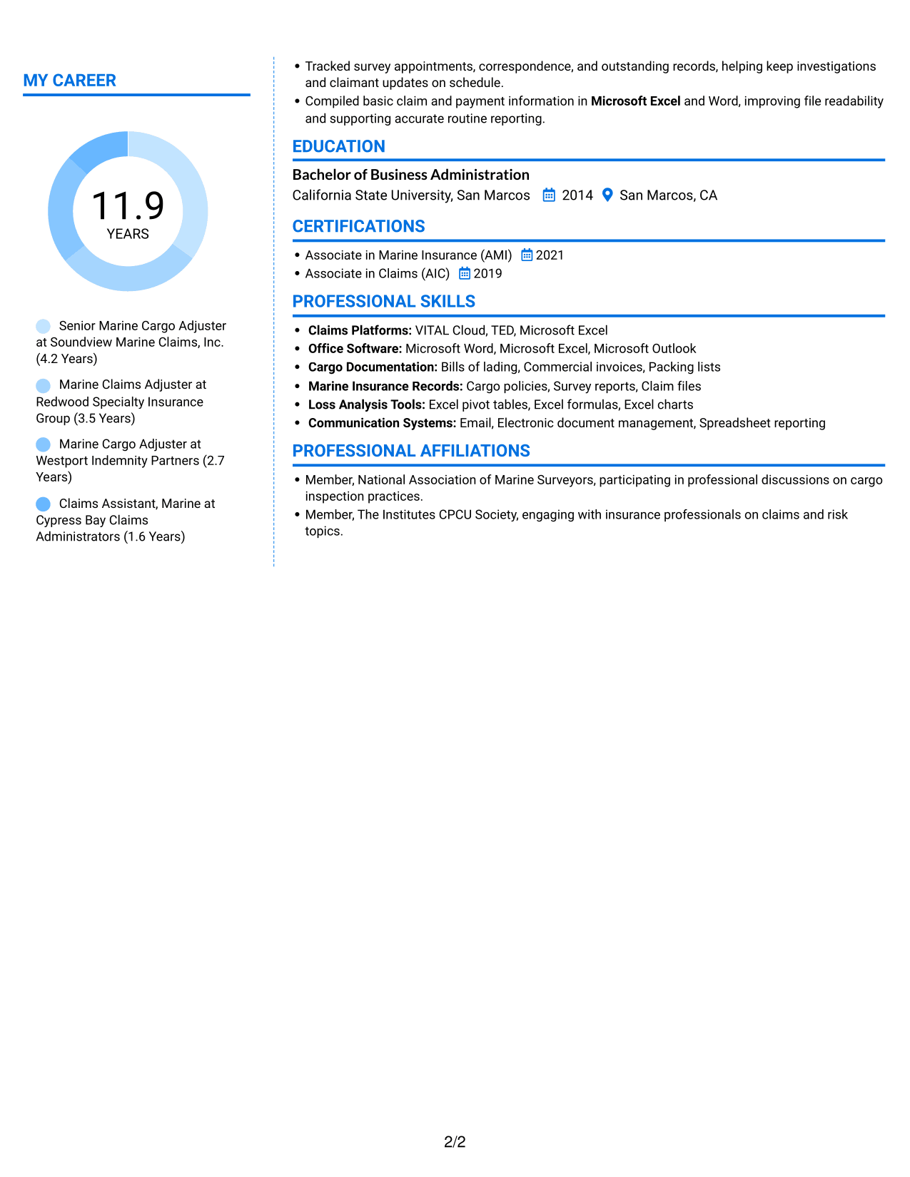 Resume example — page 2