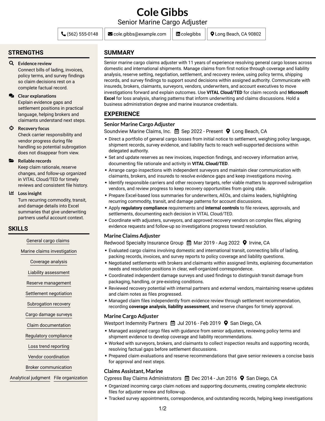 Resume example — page 1