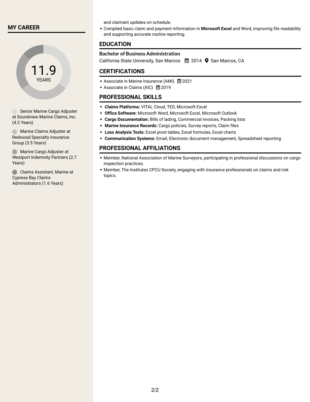 Resume example — page 2
