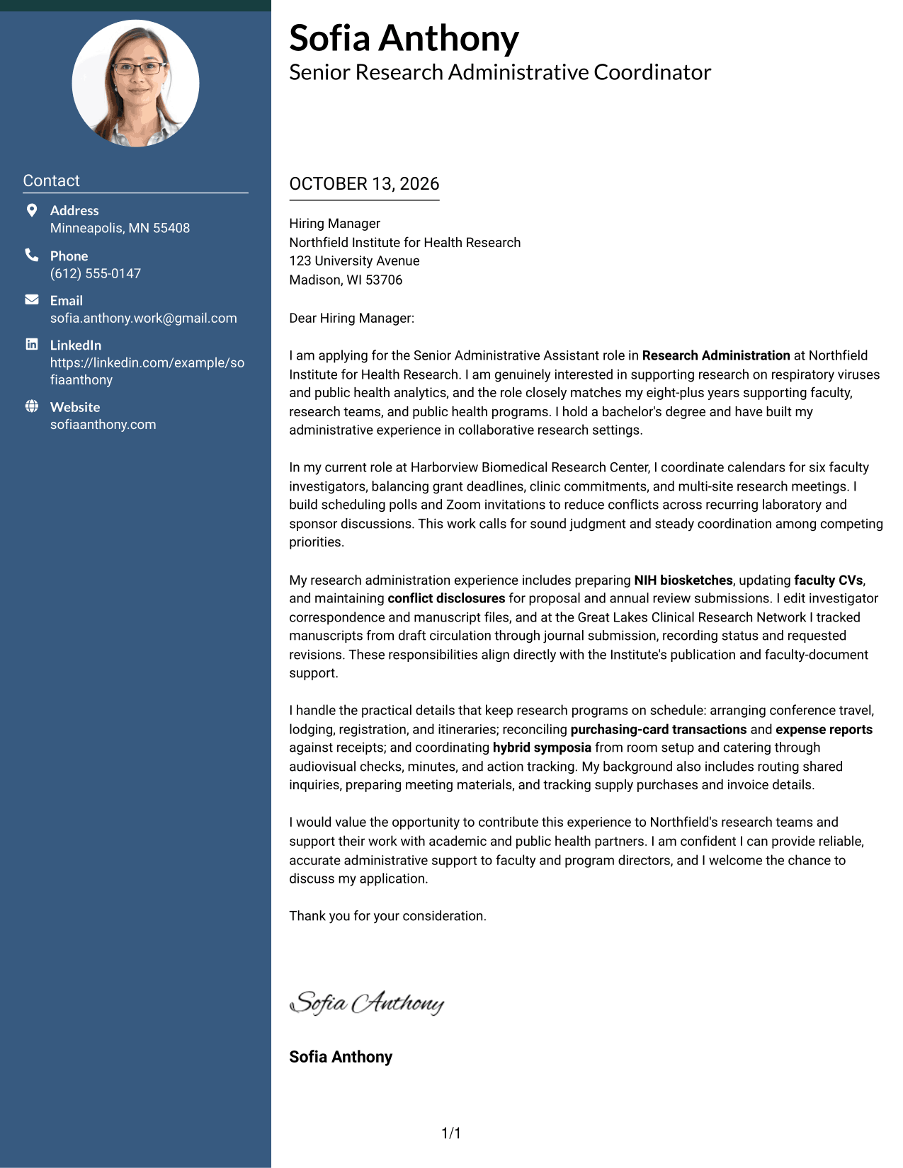Cover Letter Example Page 1