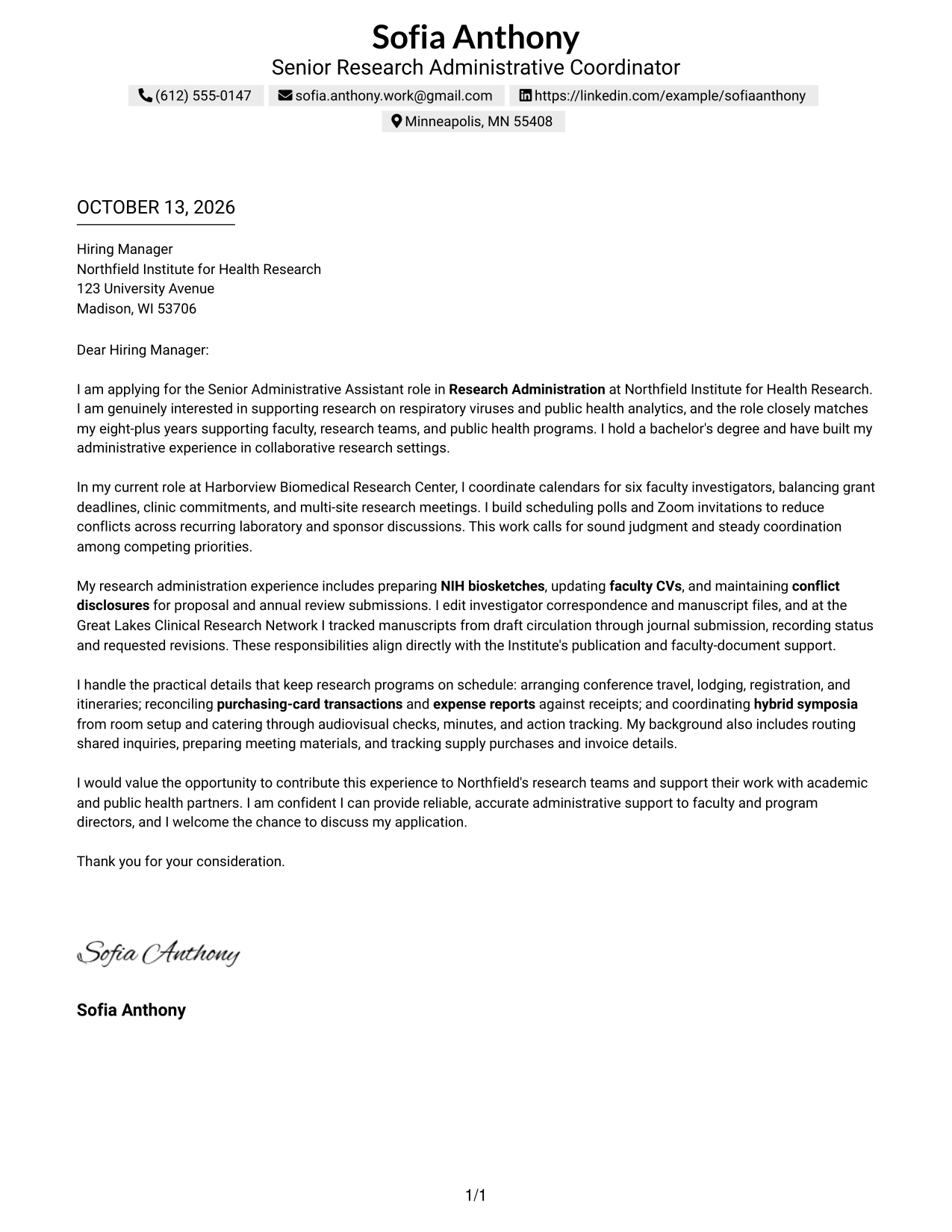 Text/Fang Style Cover Letter Preview