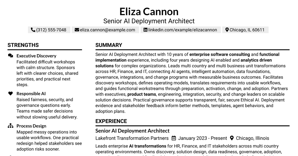 7 Senior AI Deployment Architect Resume Templates with Example